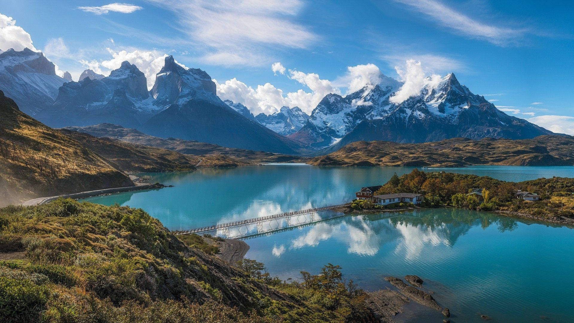 Patagonia Mirroring Blue Lake Background