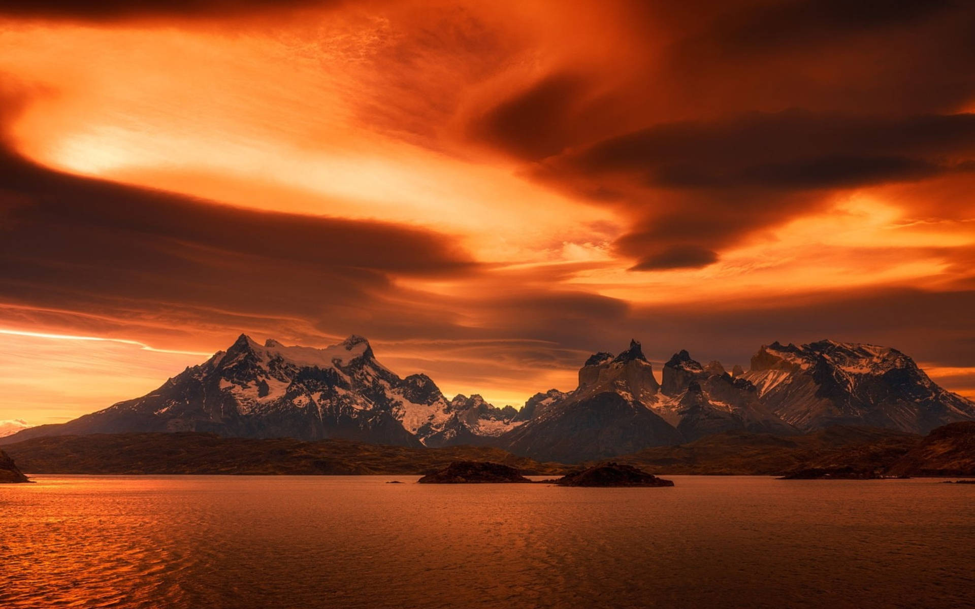Patagonia Monochrome Orange Sky Background