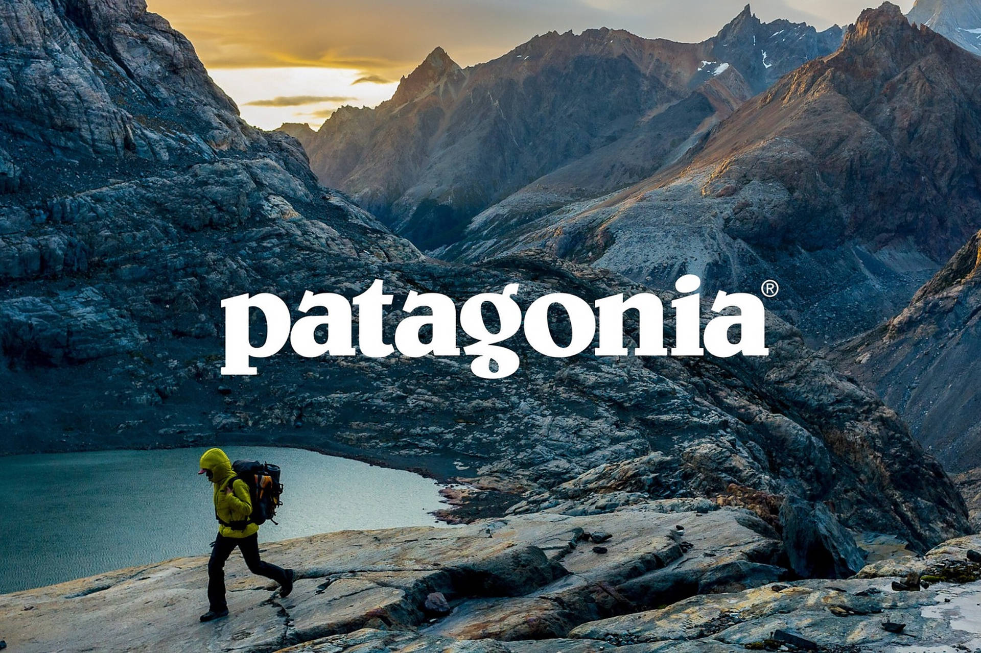 Patagonia Mountain Logo With Person Background