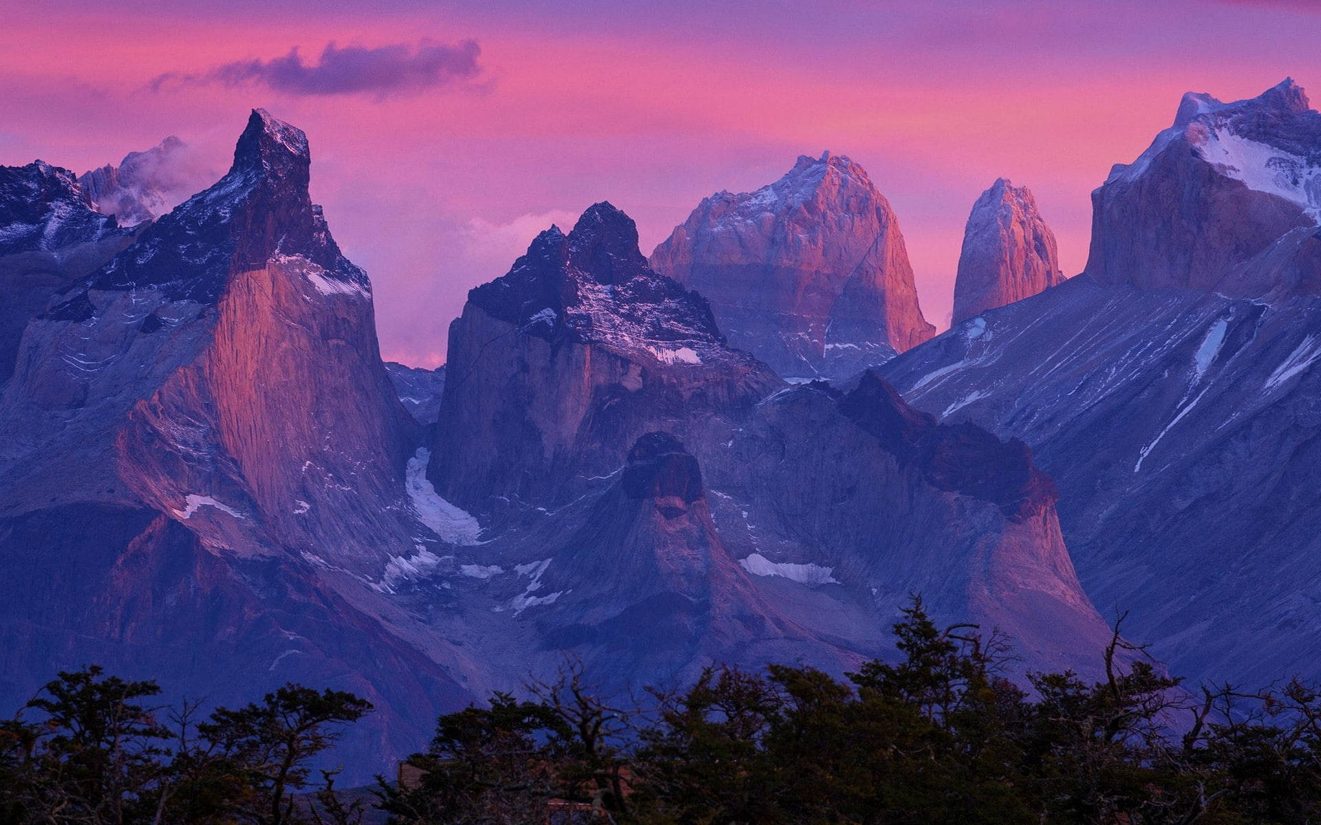 Patagonia Purple Orange Sky Background