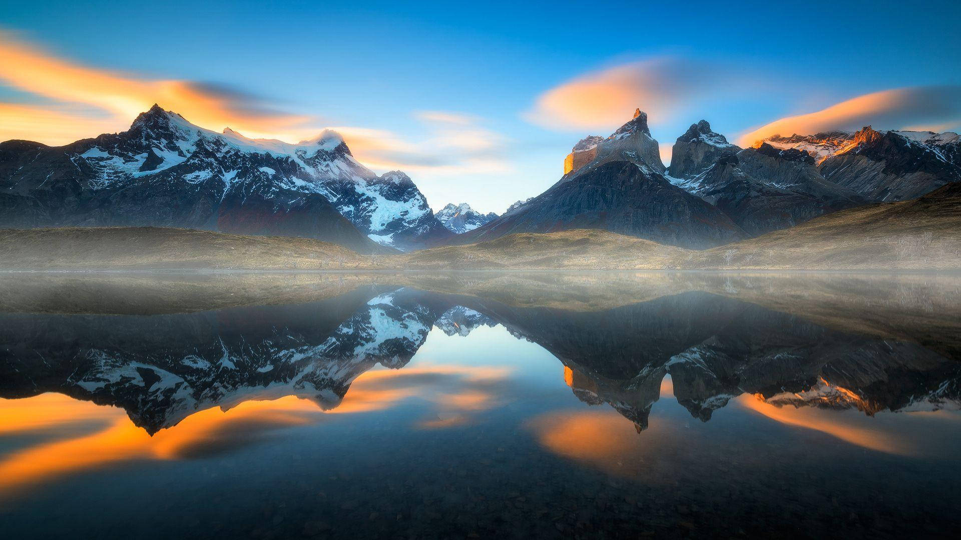 Patagonia With Optical Illusion Lake Background