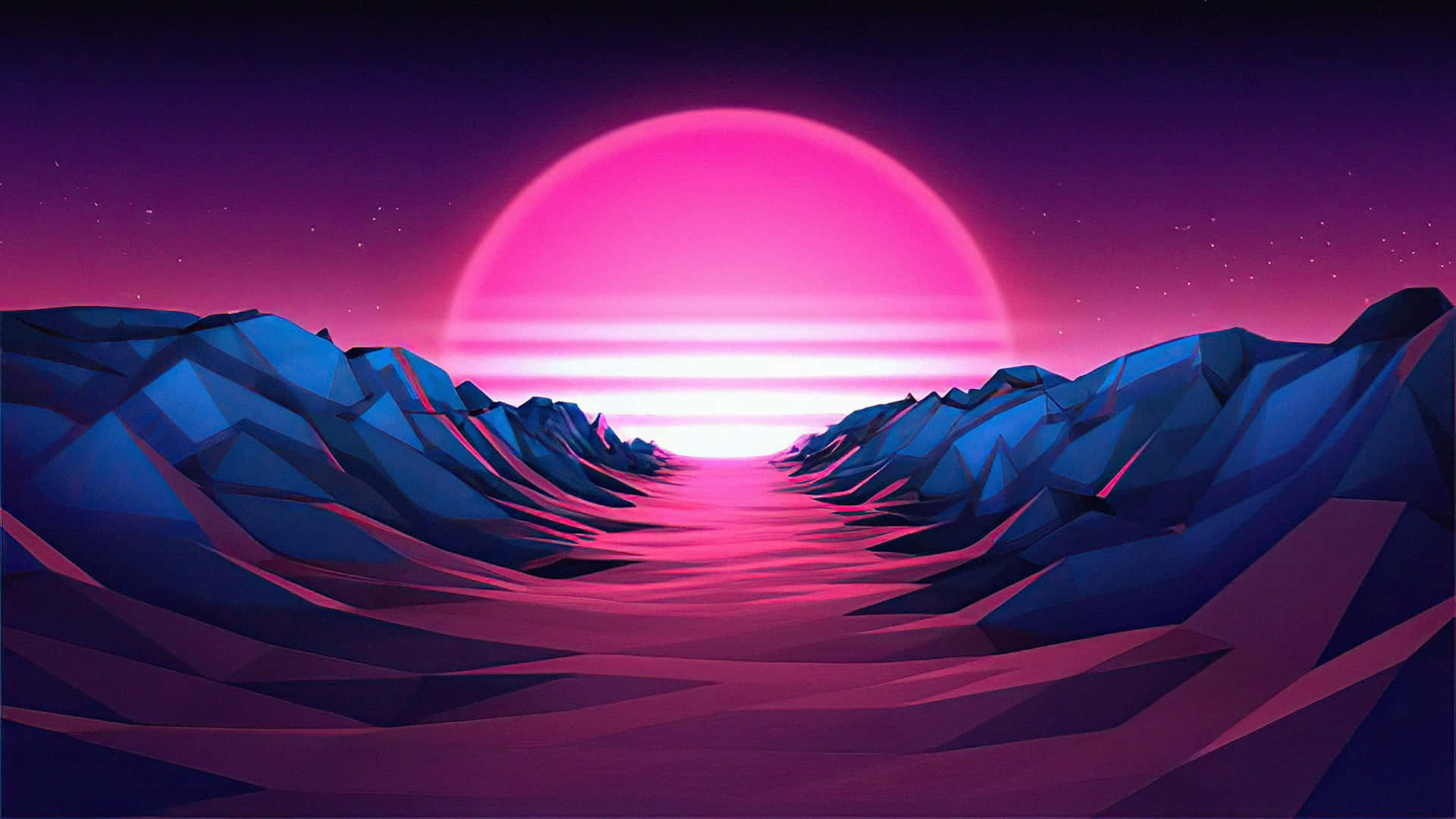 Path On The Valley Retro Wave Art Background