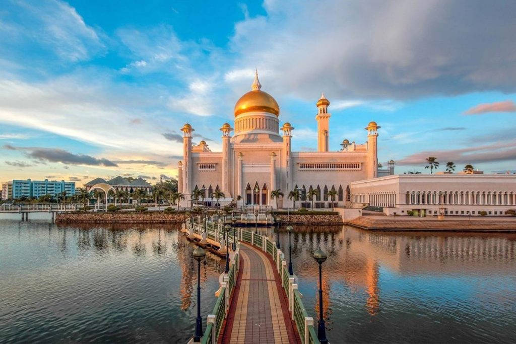 Pathway Over Brunei Lagoon Background