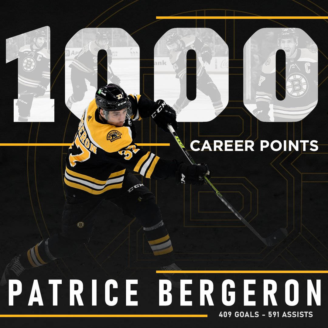 Patrice Bergeron 1000 Career Points Poster Background