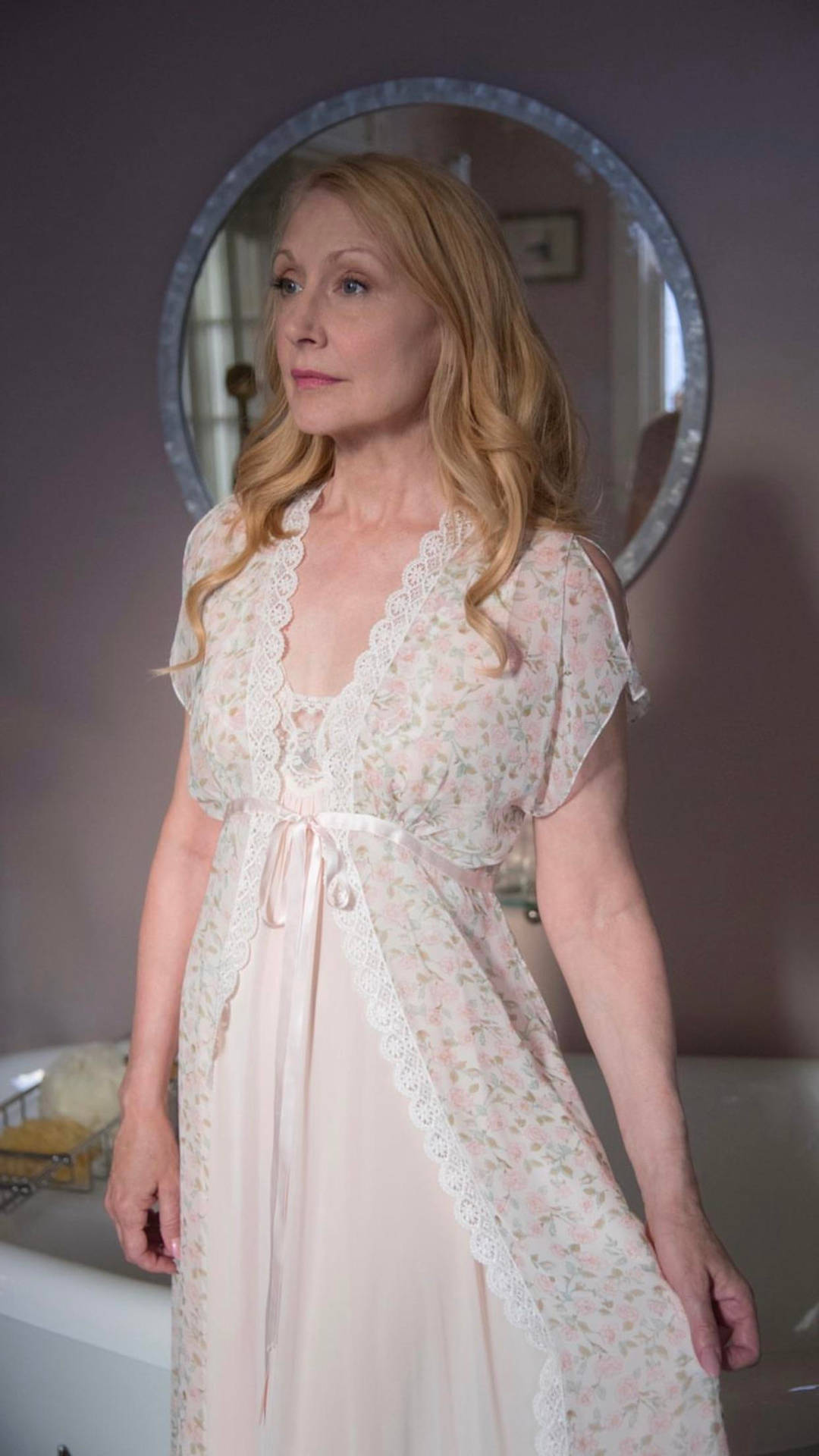 Patricia Clarkson In White Lace Background