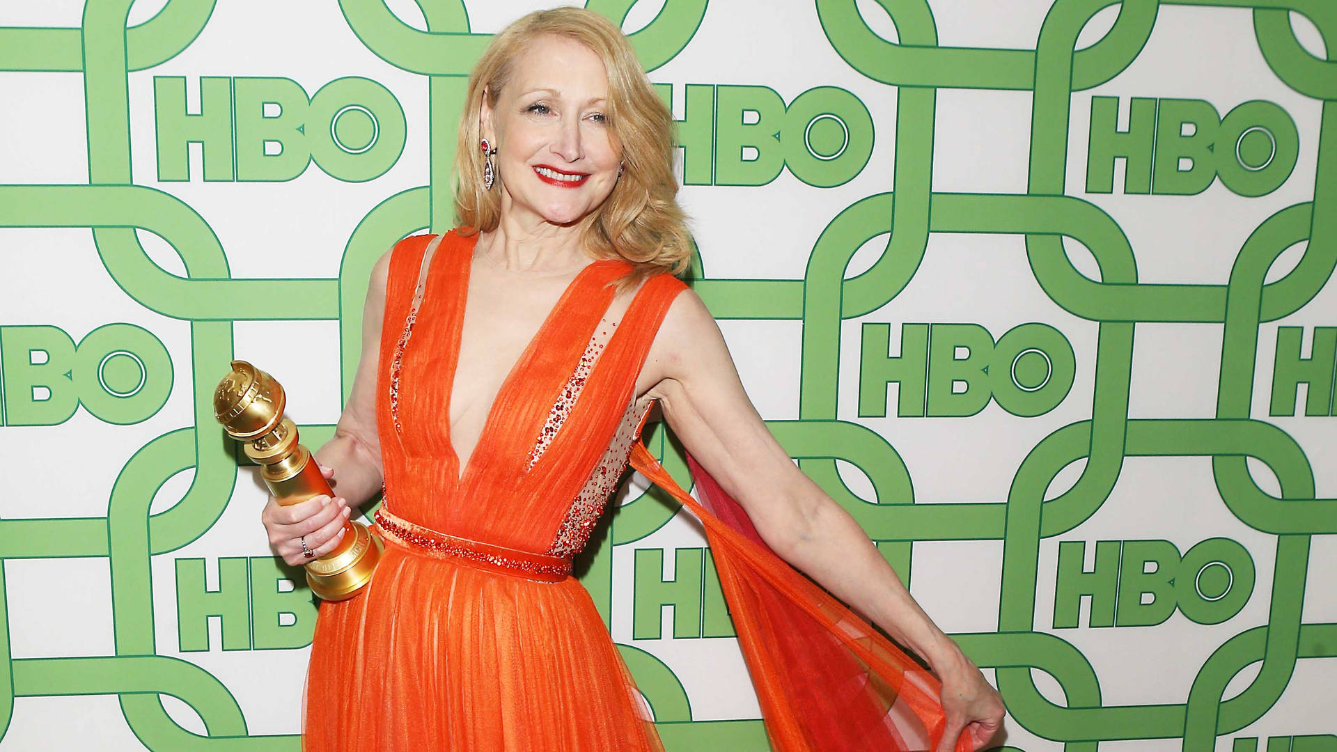 Patricia Clarkson With A Golden Globe Award