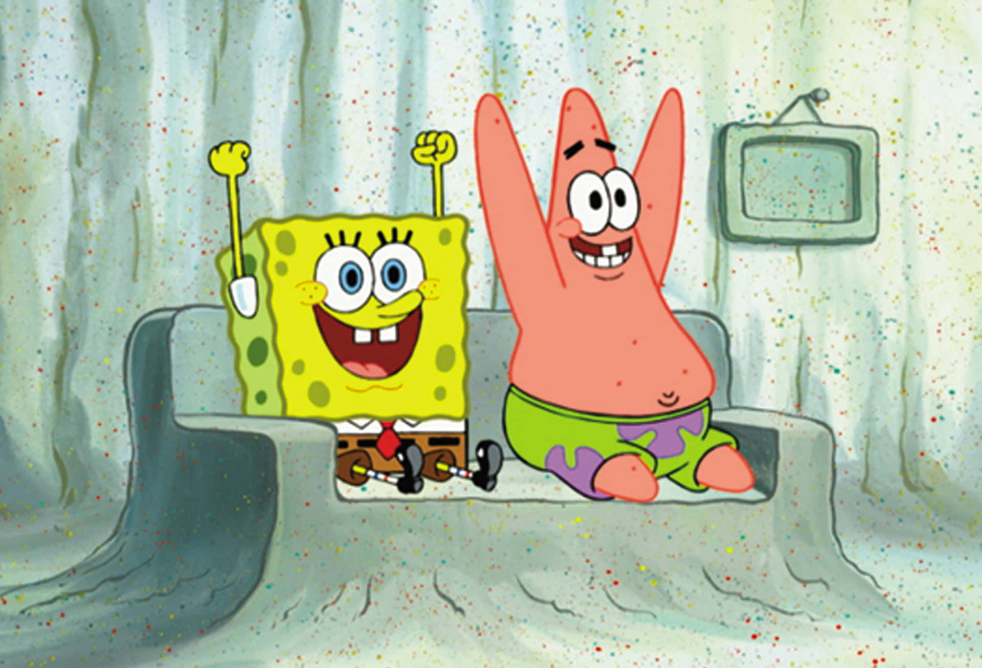 Patrick And Spongebob Celebrating Aesthetic Background