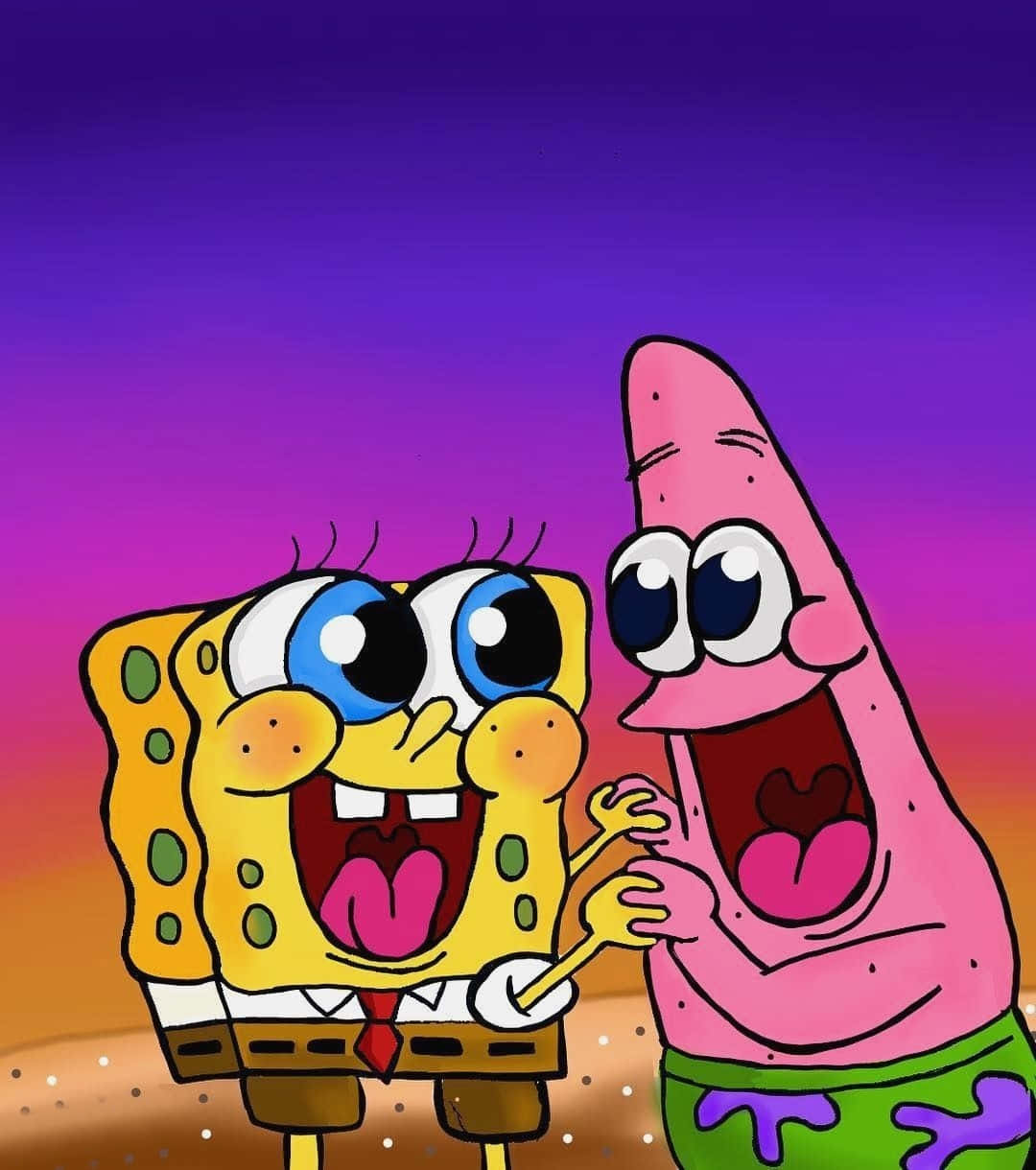 Patrick And Spongebob Cheerful Aesthetic Background
