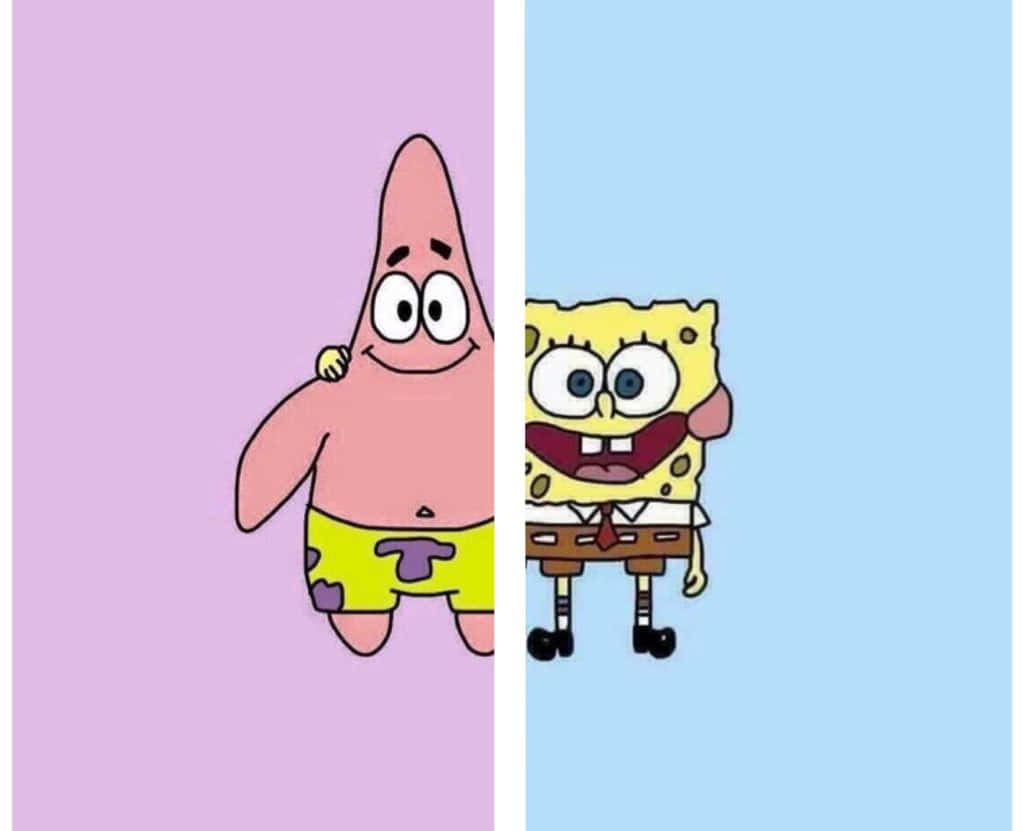 Patrick And Spongebob Cute Matching Best Friend Wallpaper Design Background