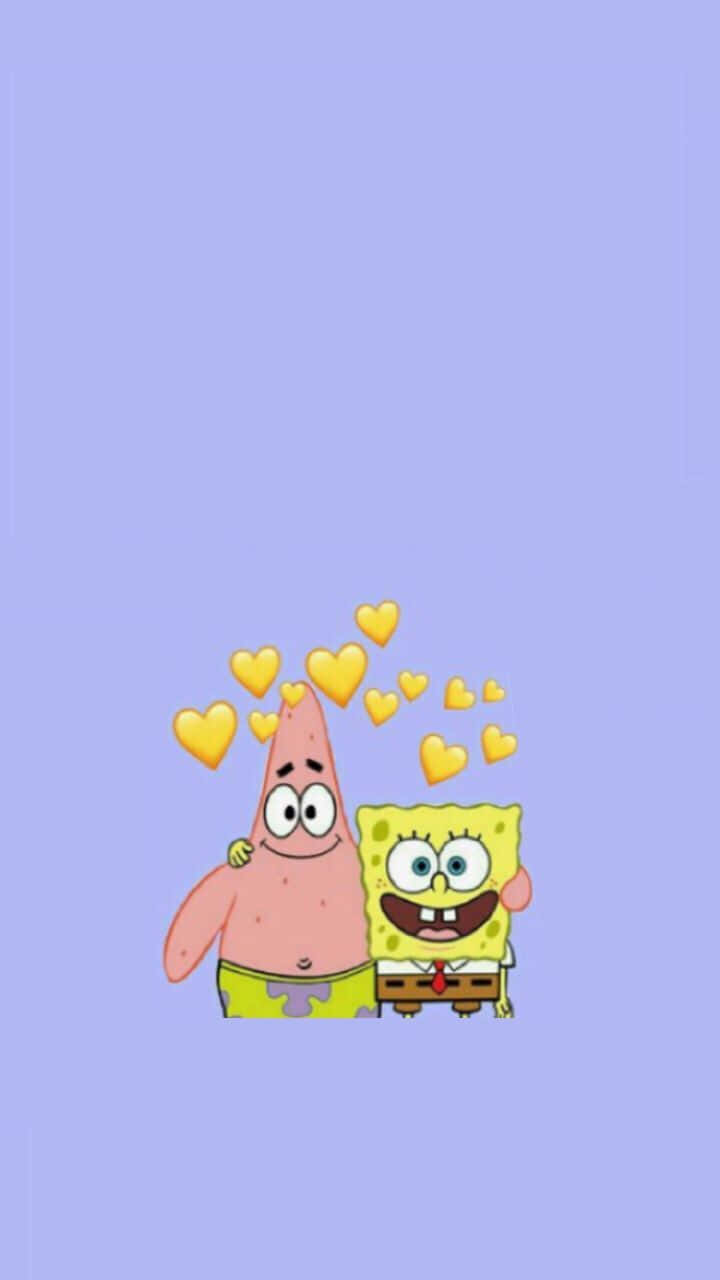 Patrick And Spongebob Yellow Hearts Aesthetic