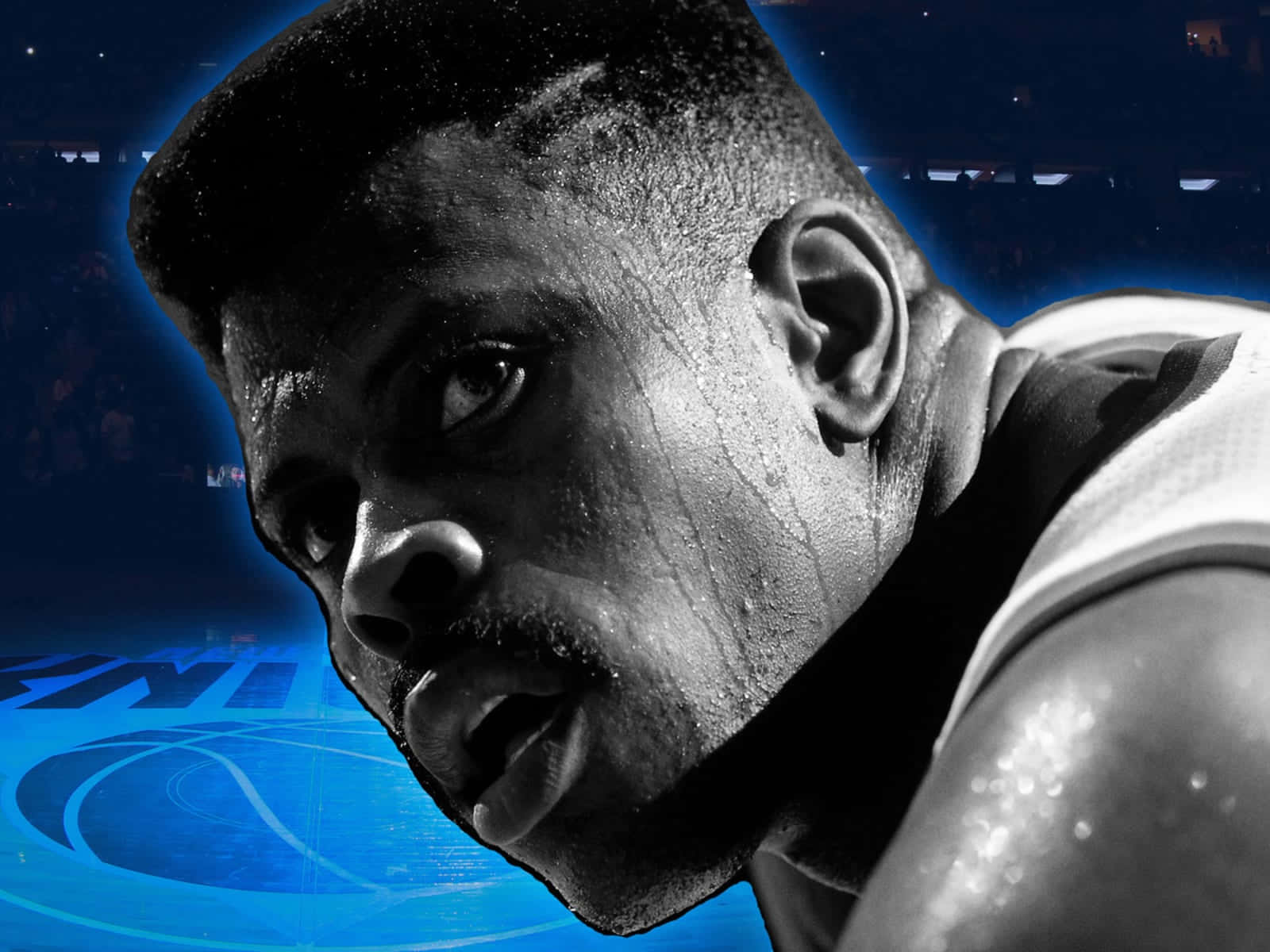 Patrick Ewing Black And White Poster Background