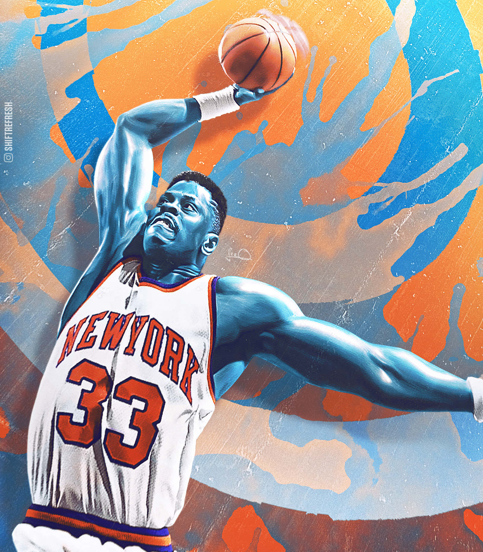 Patrick Ewing Fanart Painting Dunk Background