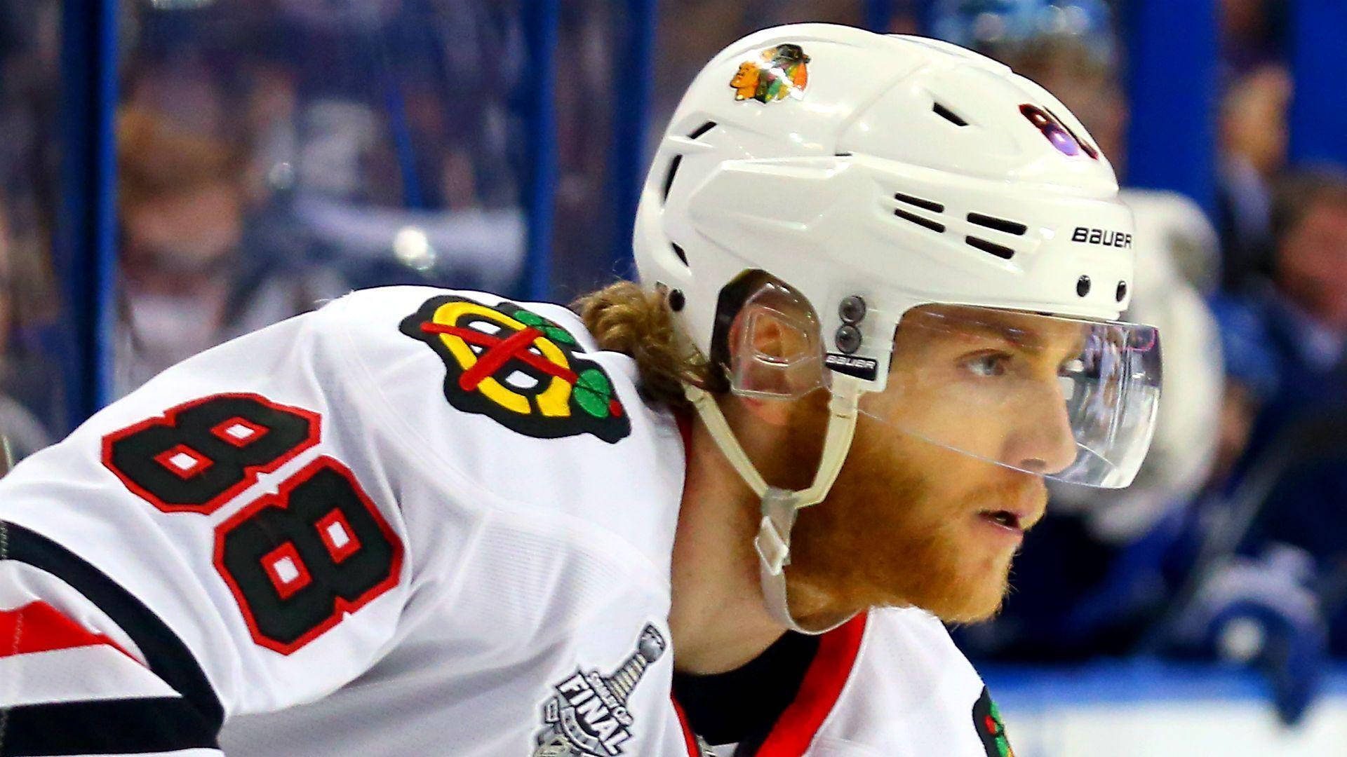 Patrick Kane White Chicago Blackhawks Focused Background