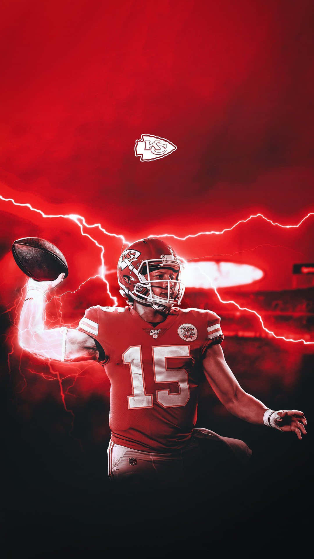 Patrick Mahomes Cool Fanart With Red Thunder Background