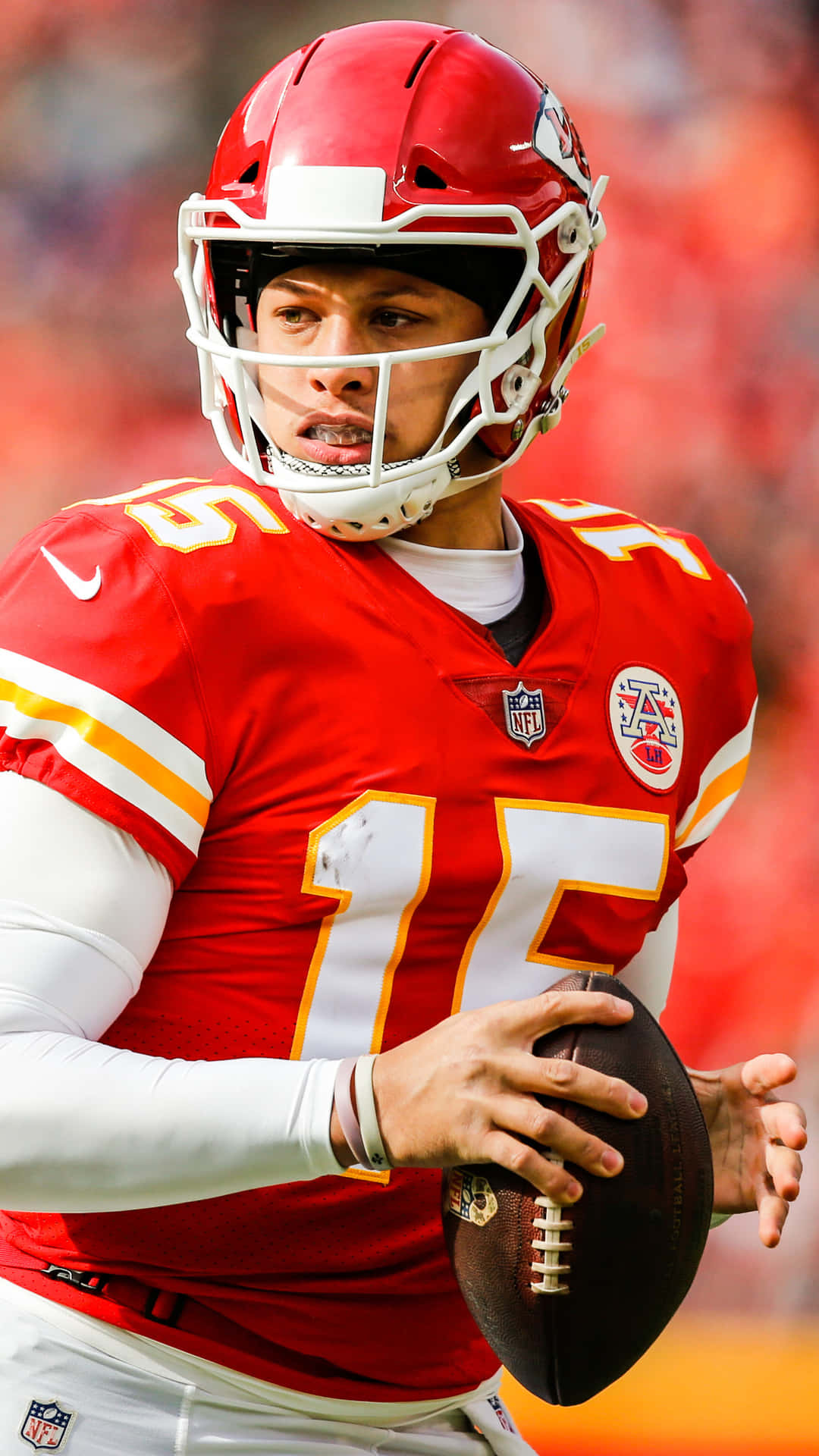 Patrick Mahomes Looking Cool In Kansas City Chiefs Uniform Background