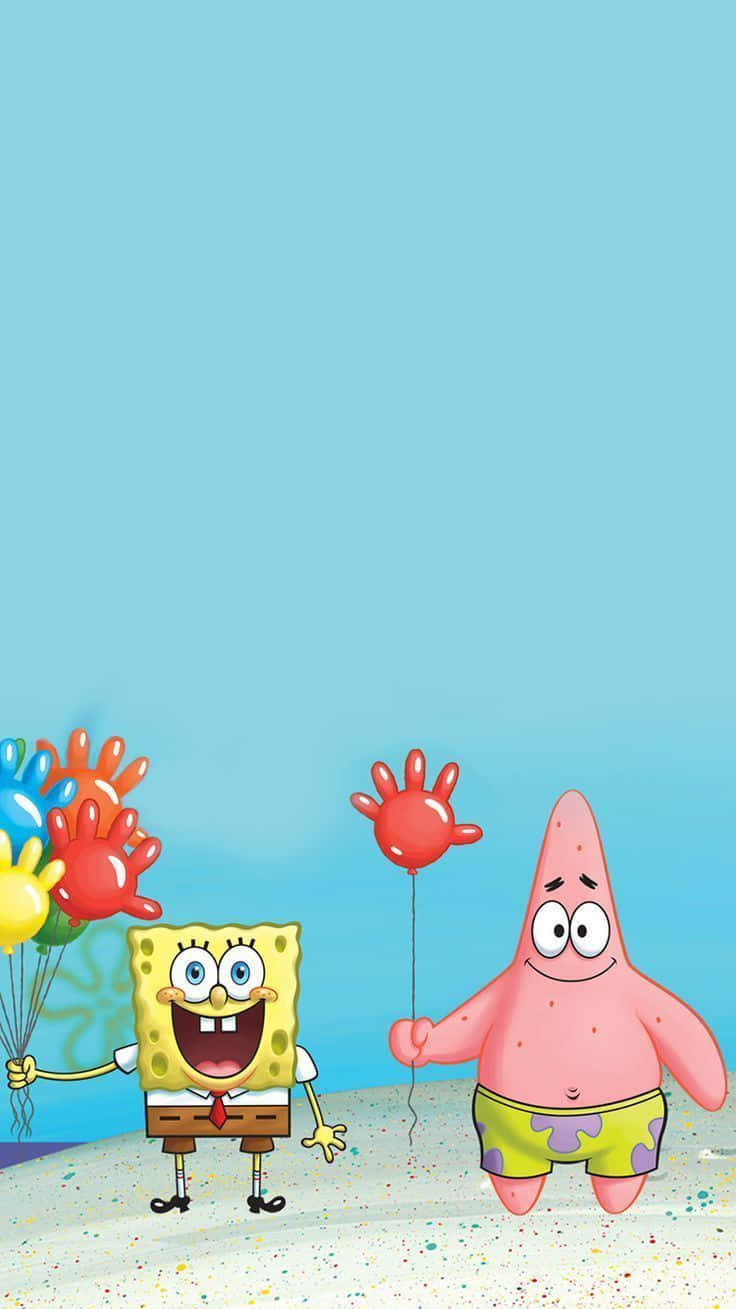 Patrick Spongebob Hand Balloon Aesthetic Background