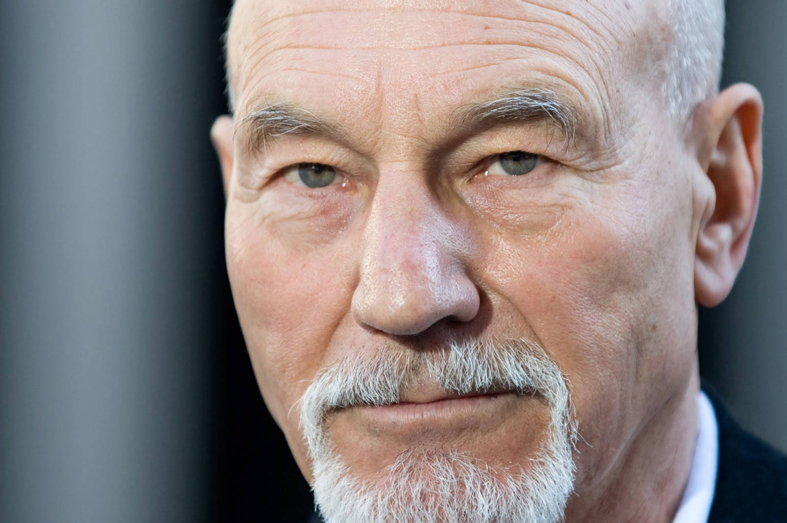 Patrick Stewart Bushy White Mustache Background