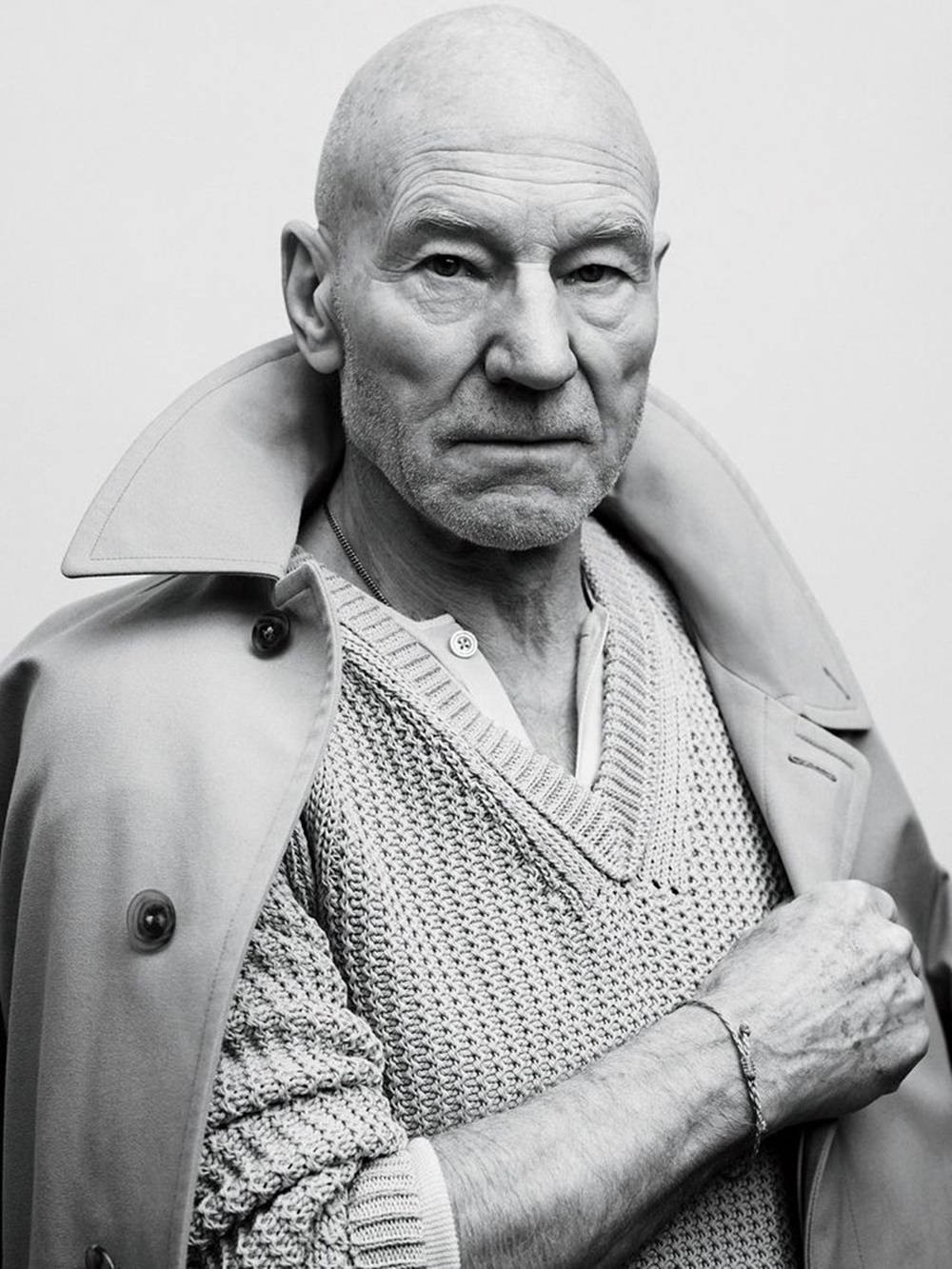 Patrick Stewart Greyscale Background