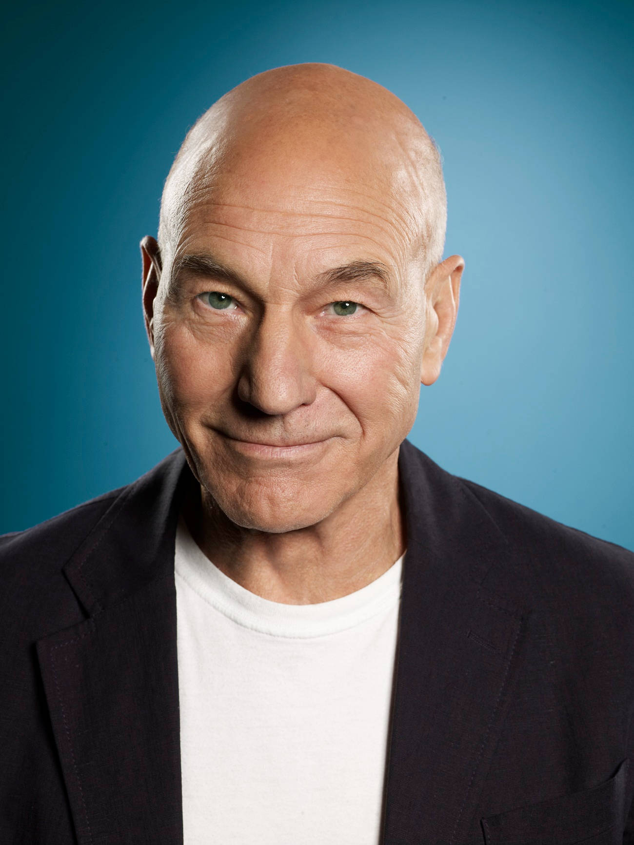 Patrick Stewart On A Blue Background Background