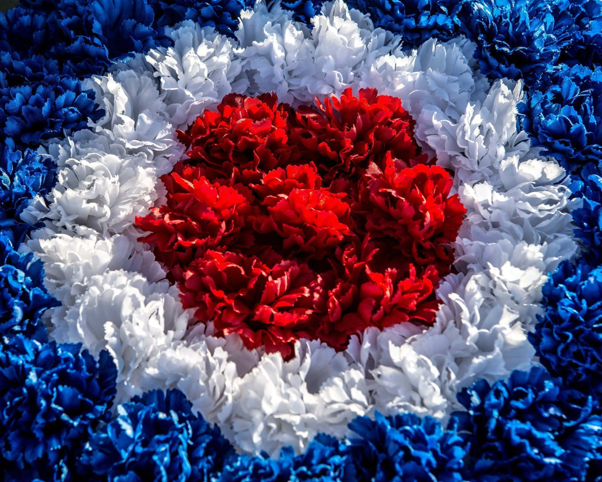 Patriotic Floral Display Red White Blue Background