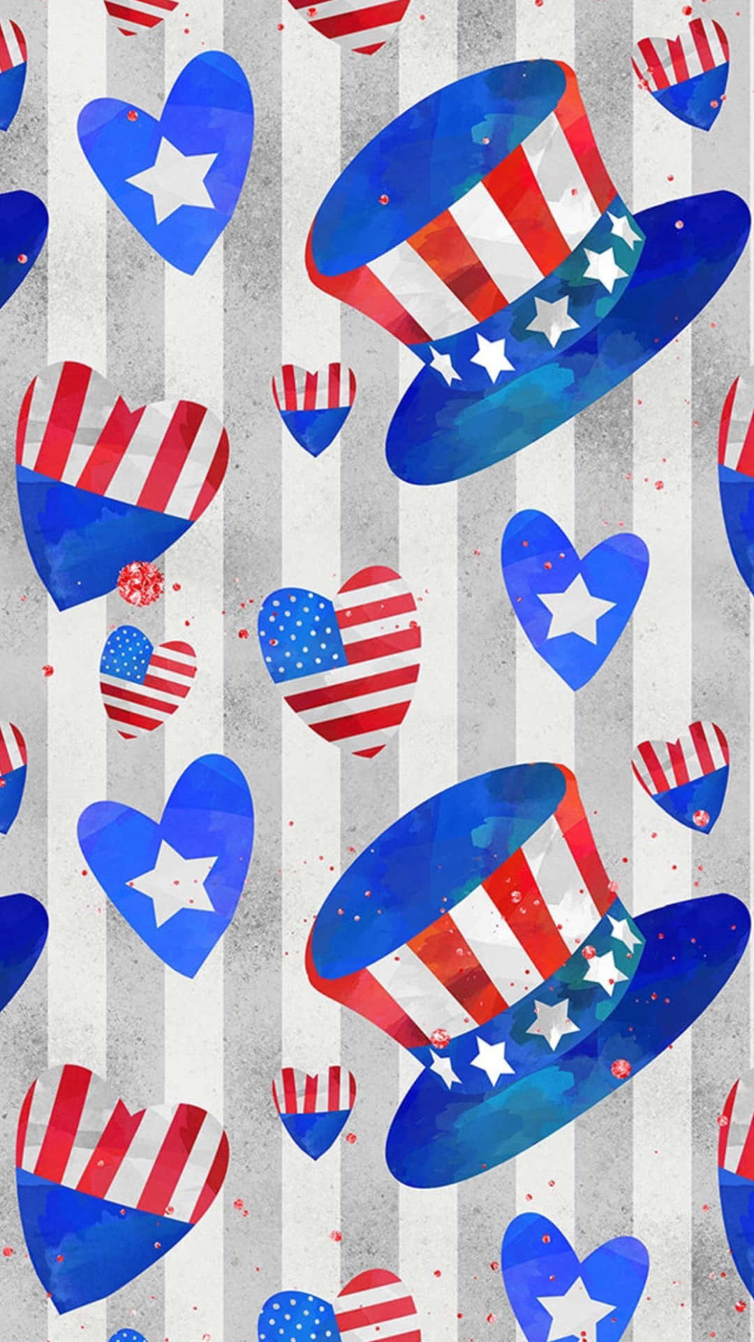 Patriotic Themed Backgroundwith Heartsand Hats