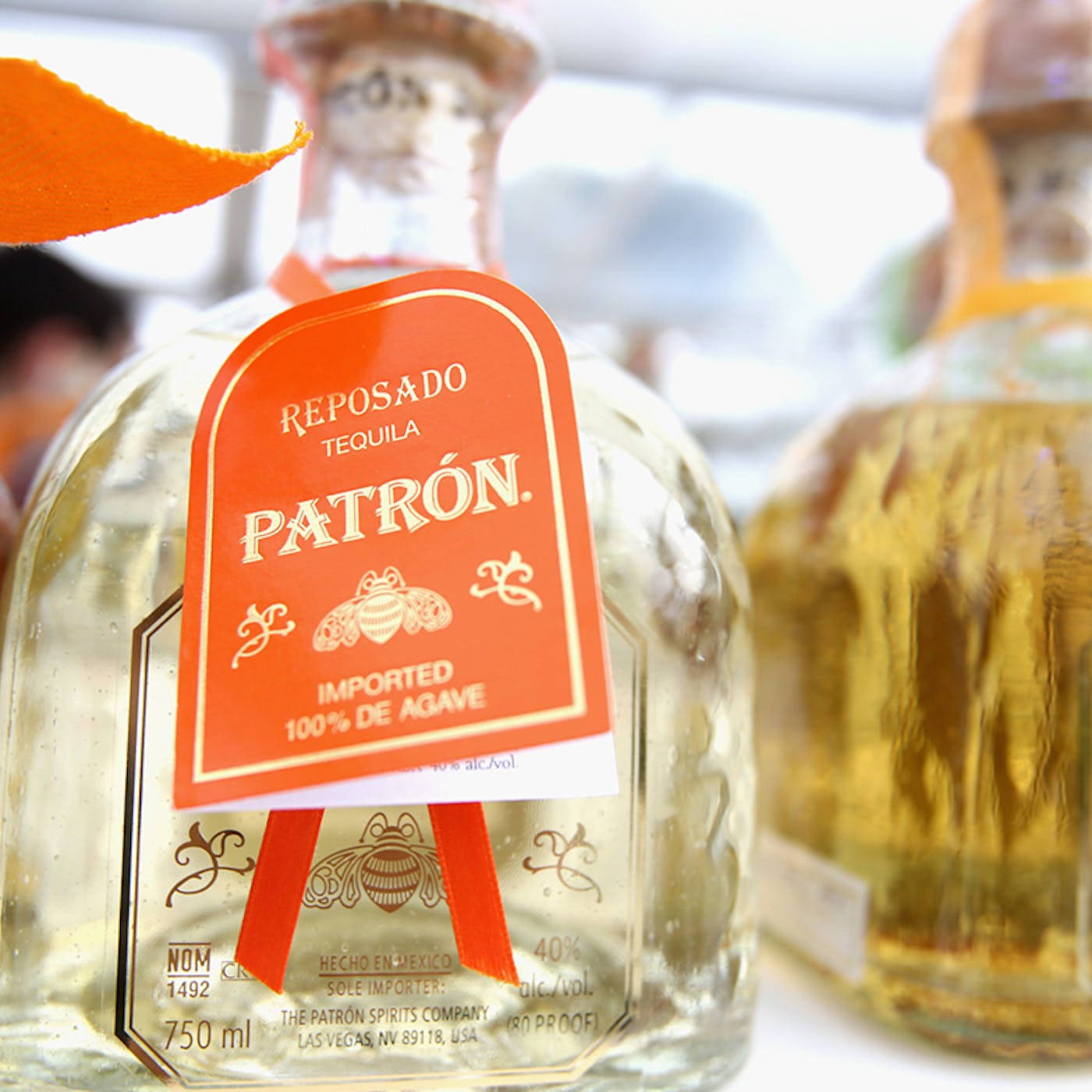 Patron Tequila Reposado Tag Selective Focus Background