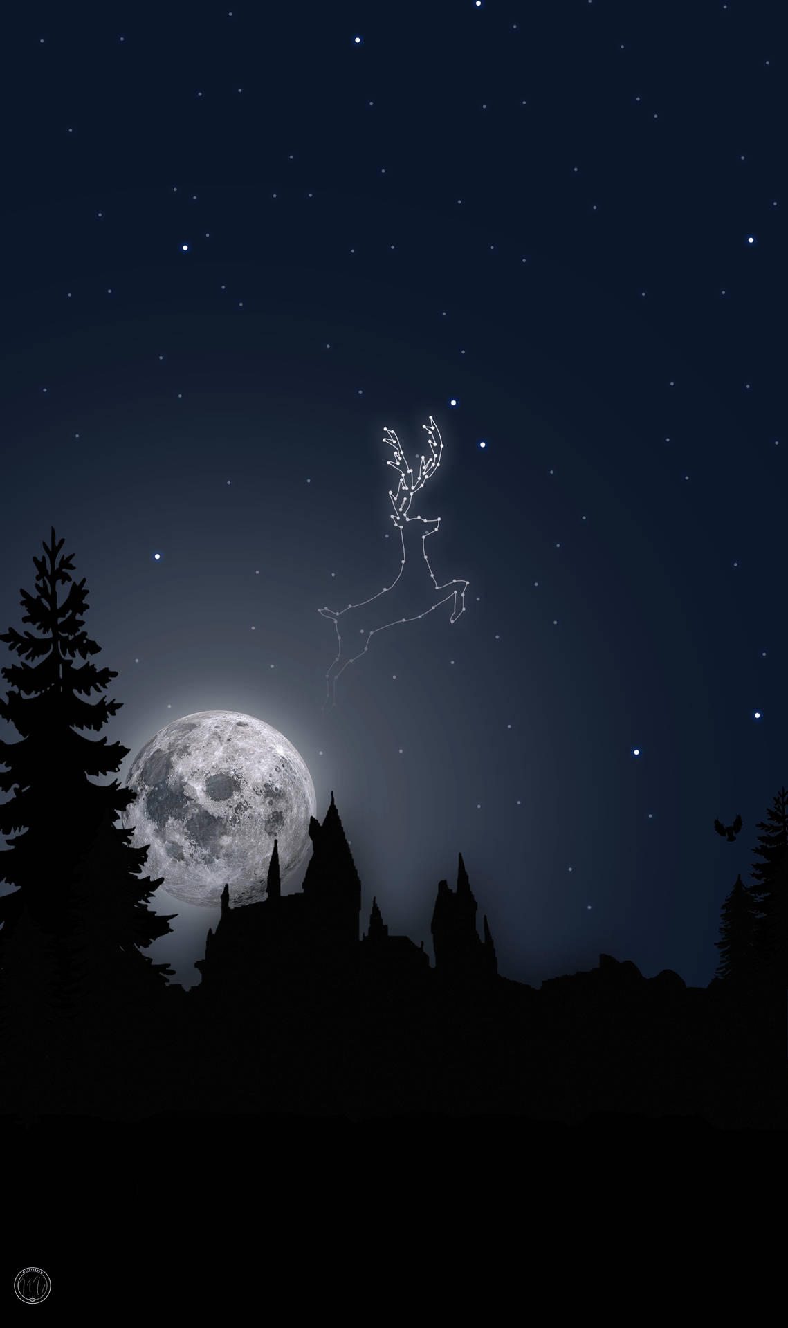 Patronus Stag Cute Black And White Background