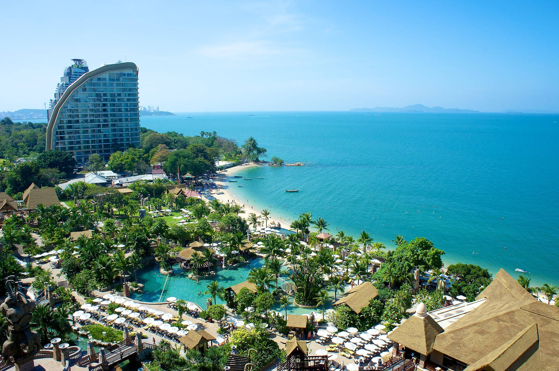 Pattaya City Next To Sea Background