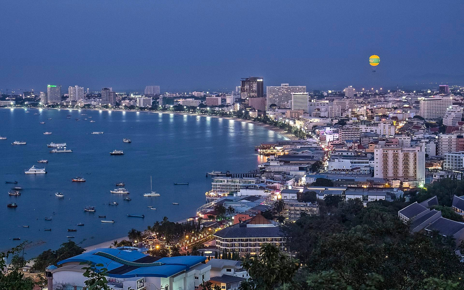 Pattaya Cityscape In The Evening Background