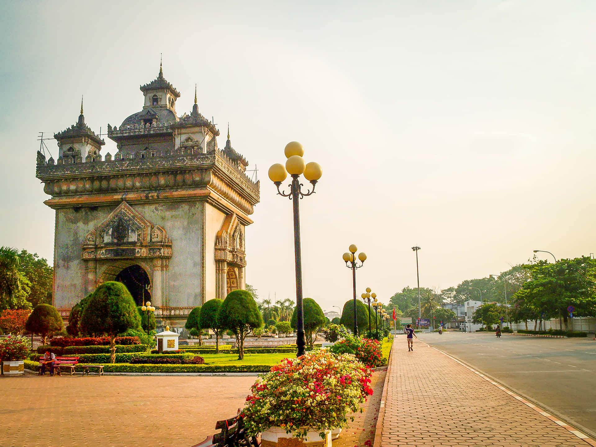 Patuxai Monument Vintage Aesthetic Background