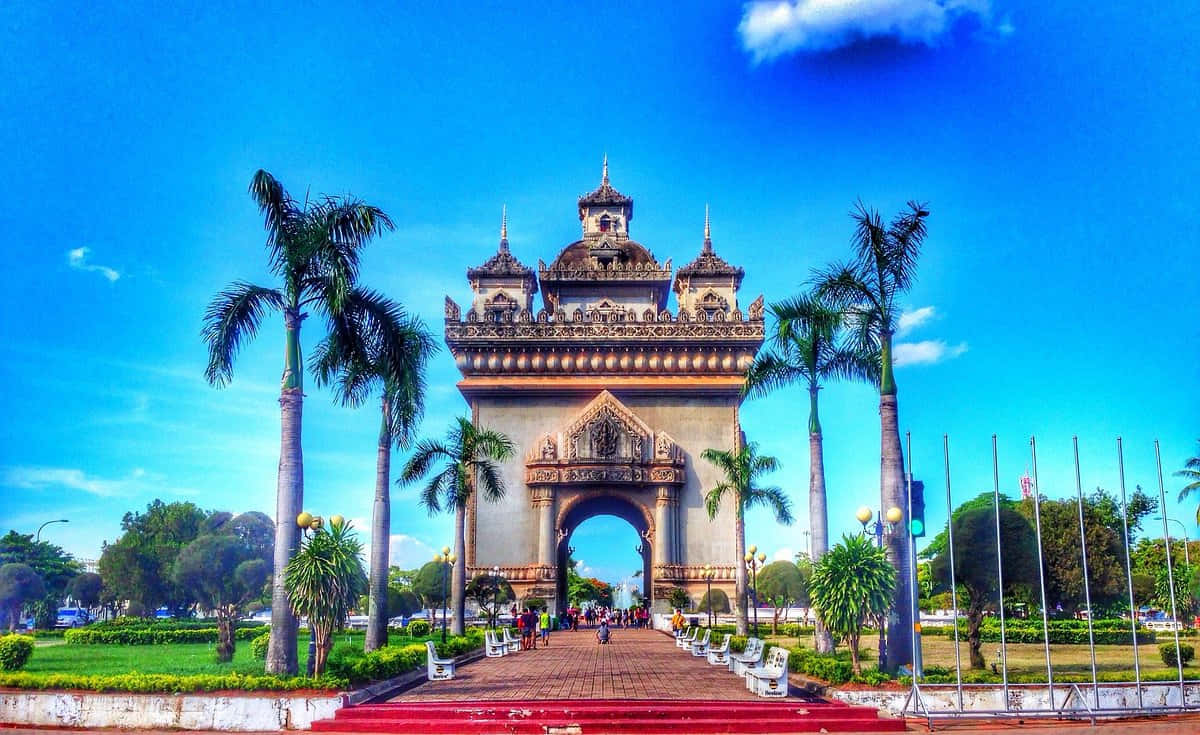 Patuxai War Monument Intense Hdr Background