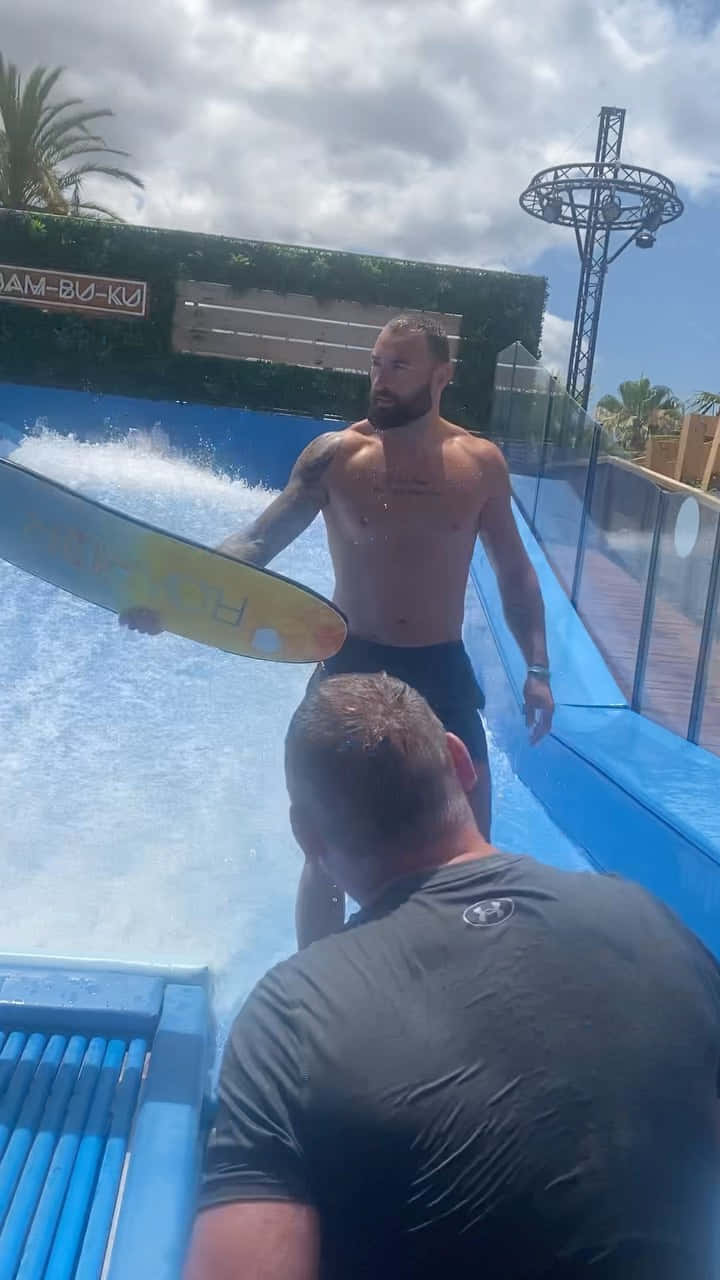 Paul Craig Surfing In Wave Pool Background