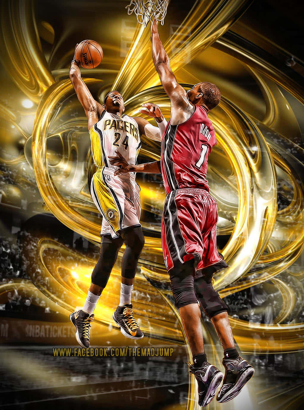 Paul George Dunk On Chris Bosh Digital Art Background