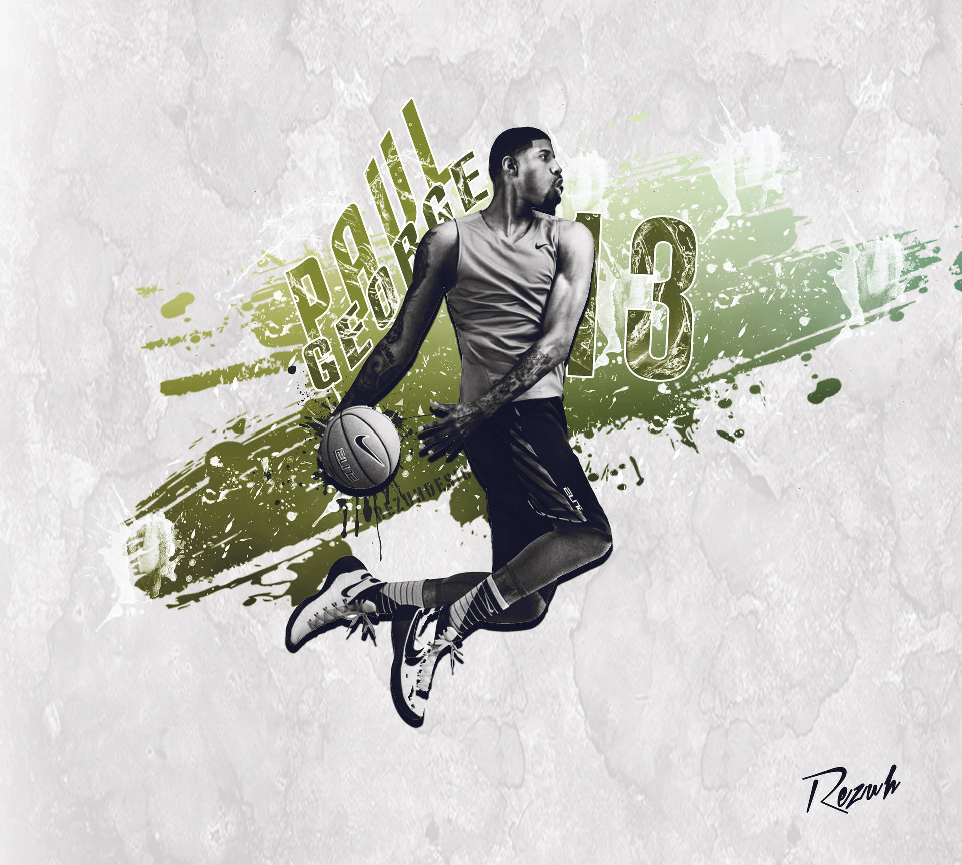 Paul George Grey And Green Illustration
