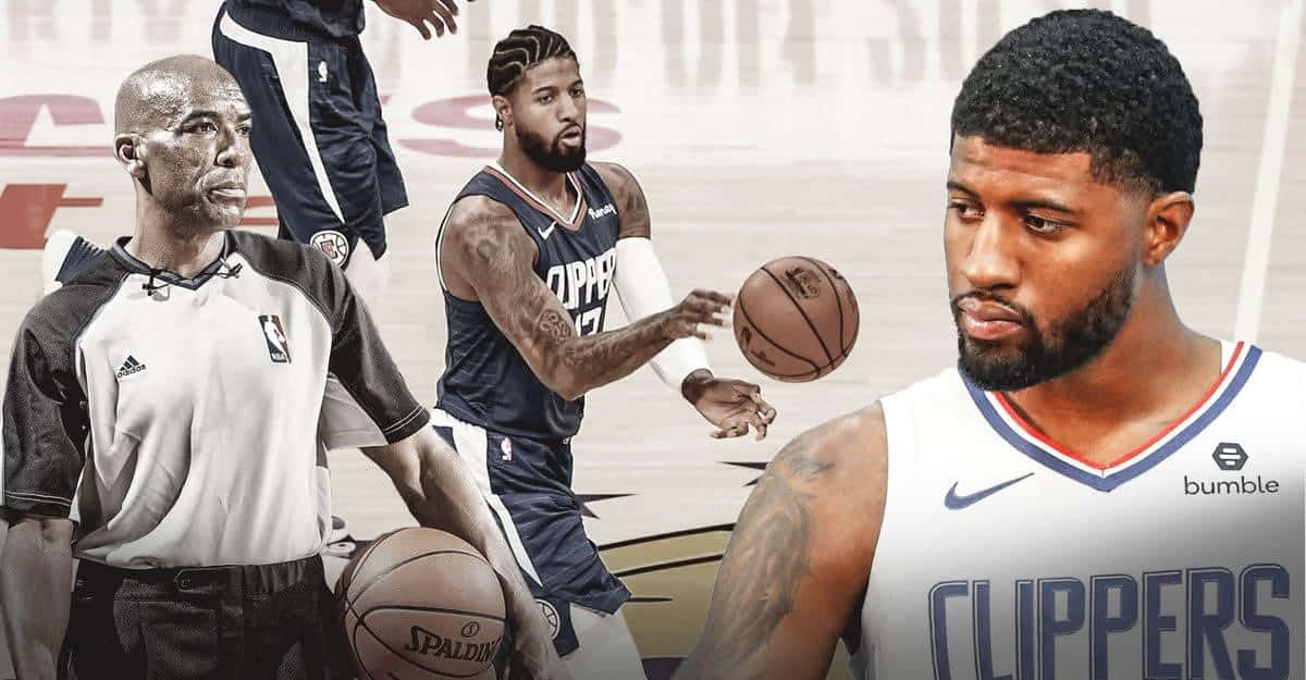 Paul George Of The La Clippers Looking To Take The Team To Championship Victory Background