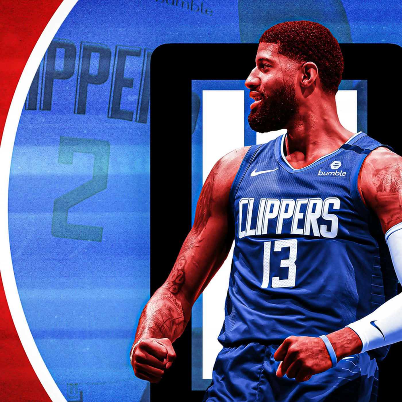 Paul George Of The Los Angeles Clippers In Action Background