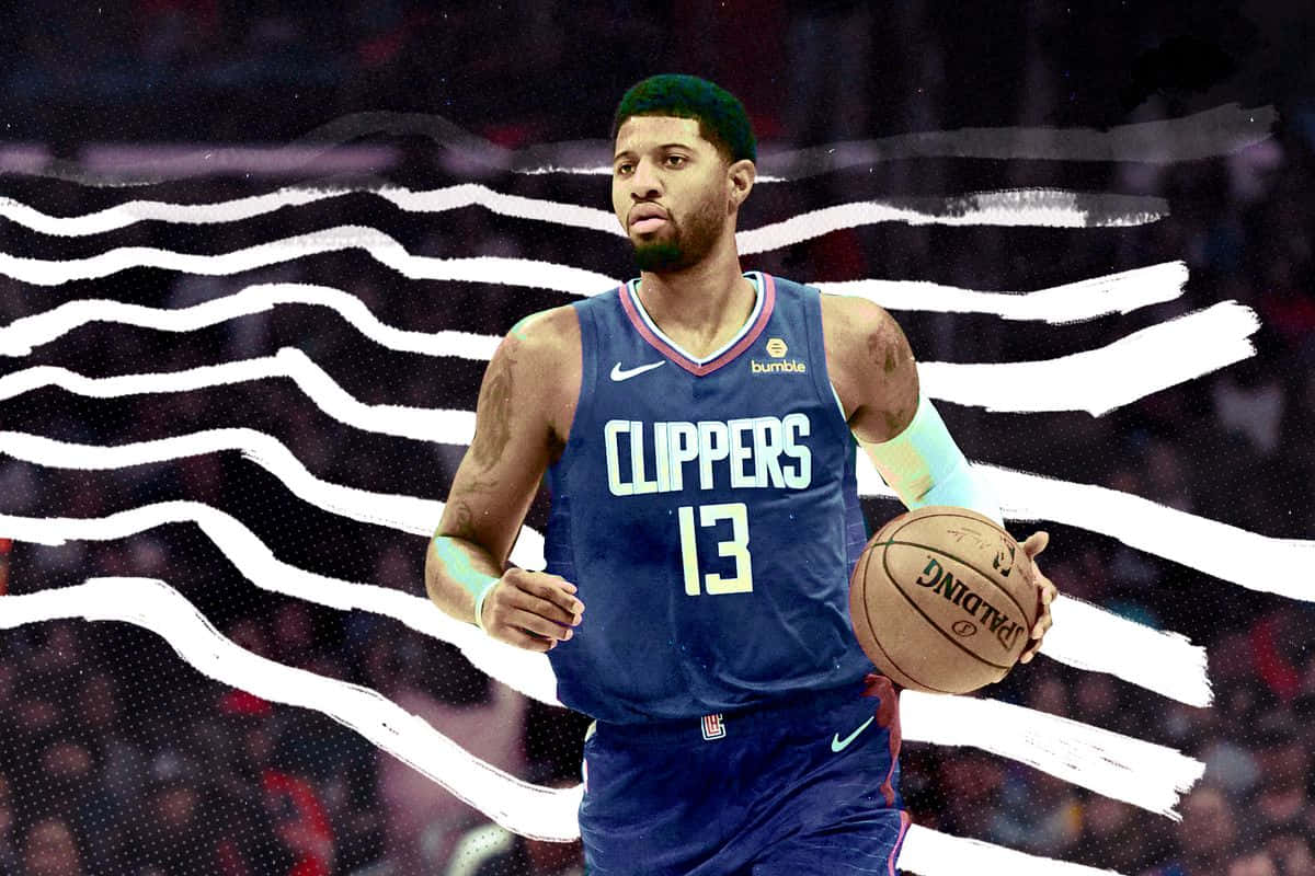 Paul George Of The Los Angeles Clippers Looks To Drive To The Basket During A Game. Background
