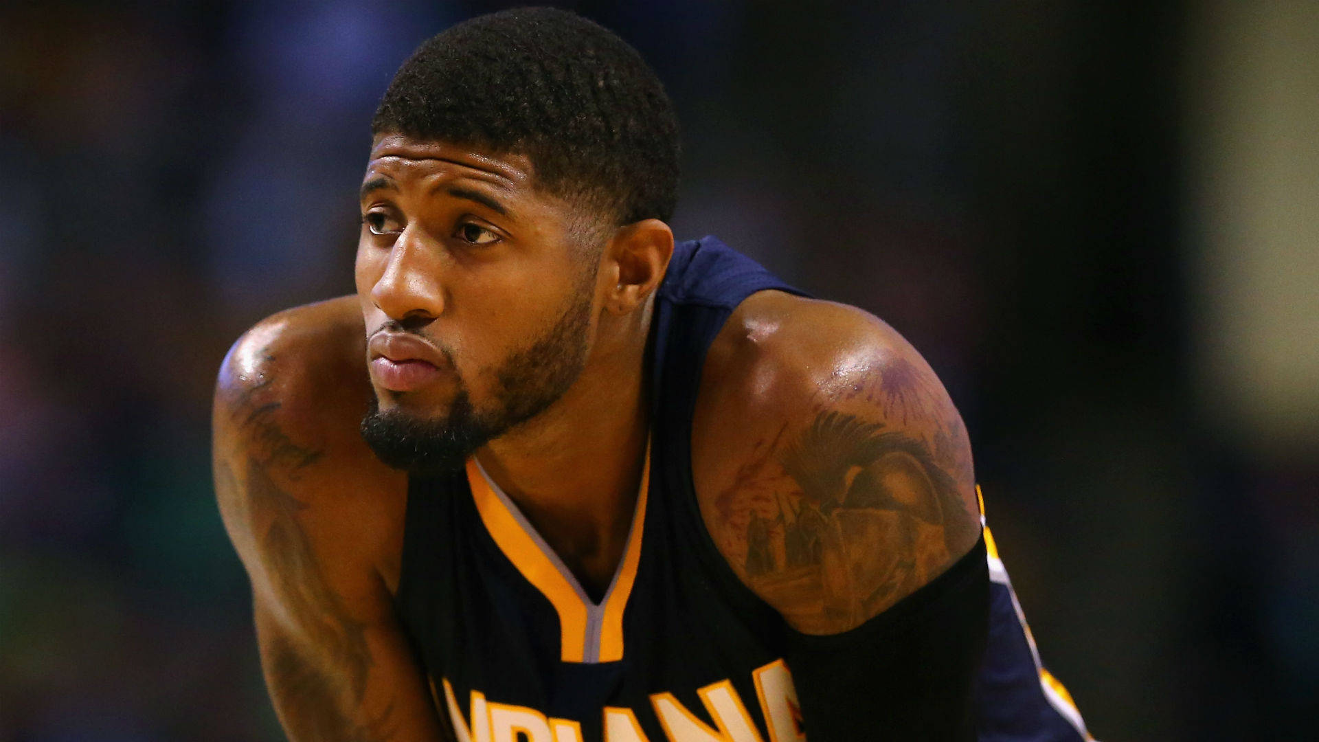 Paul George Showing His Mastery In Basketball Background