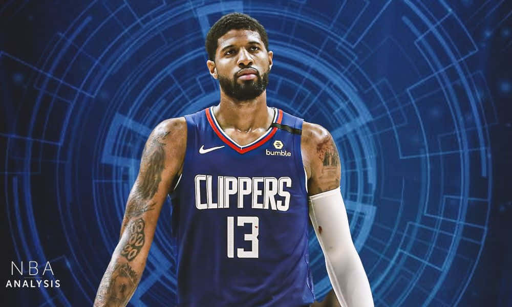 Paul George Shows Off The Los Angeles Clippers Jersey Background