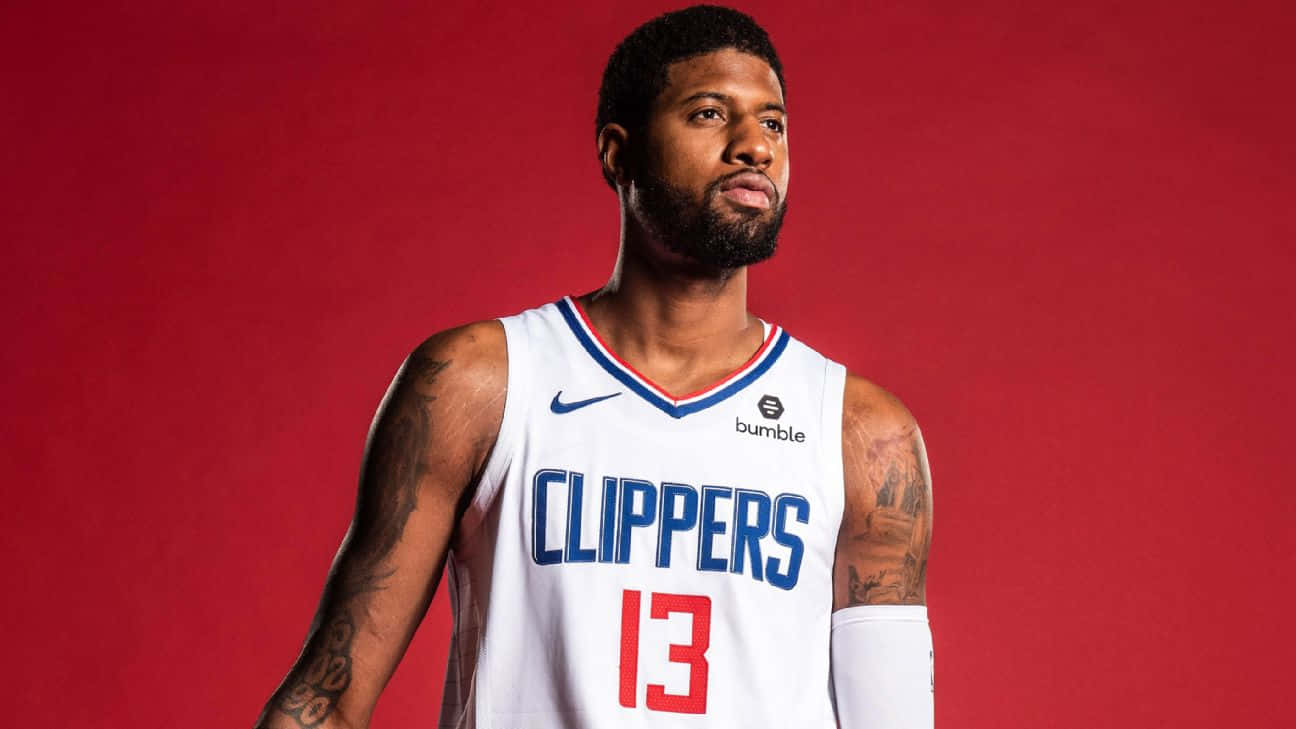 Paul George Taking Flight With The Los Angeles Clippers Background