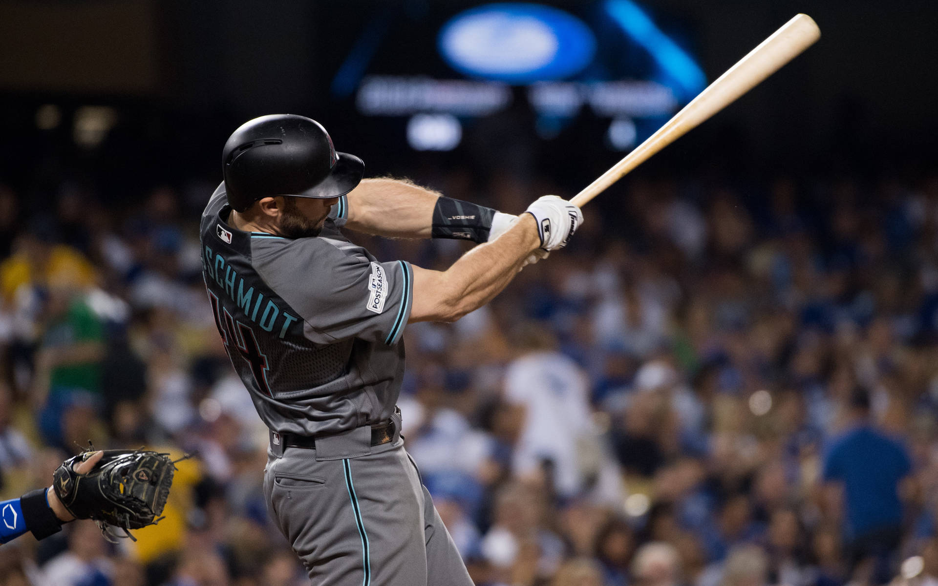 Paul Goldschmidt Swinging Bat Strongly Background