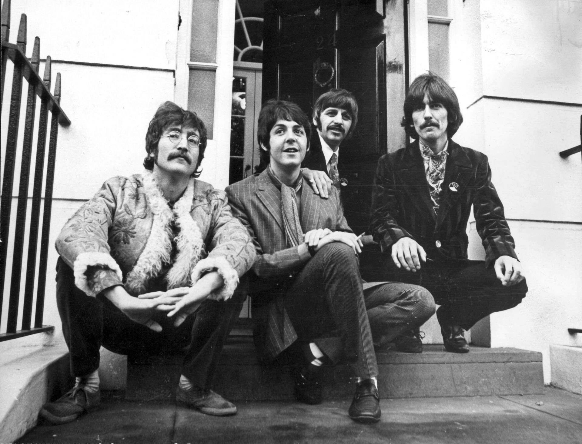 Paul Mccartney Beatles Sitting Doorway