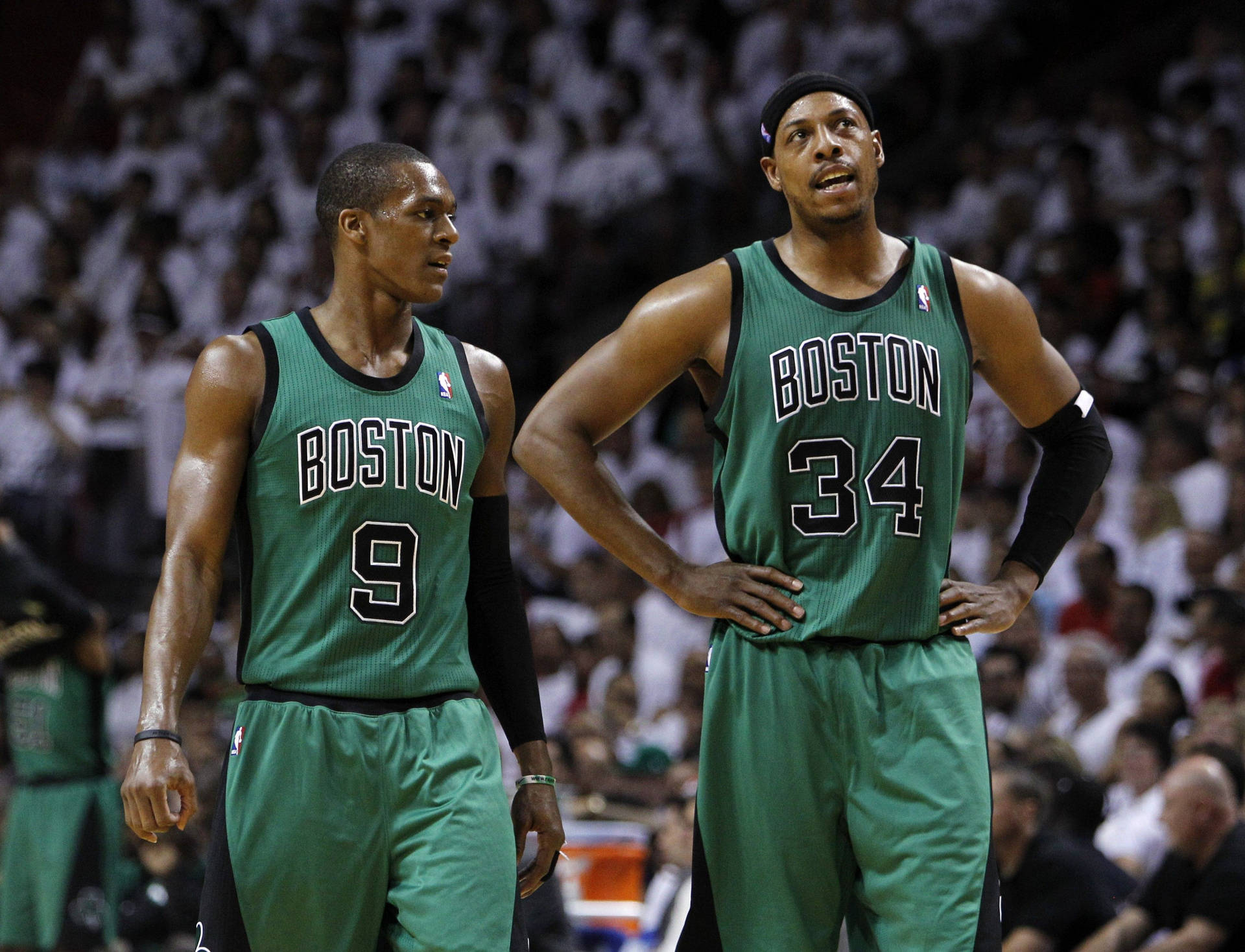 Paul Pierce And Ray Allen In Celtics Uniform