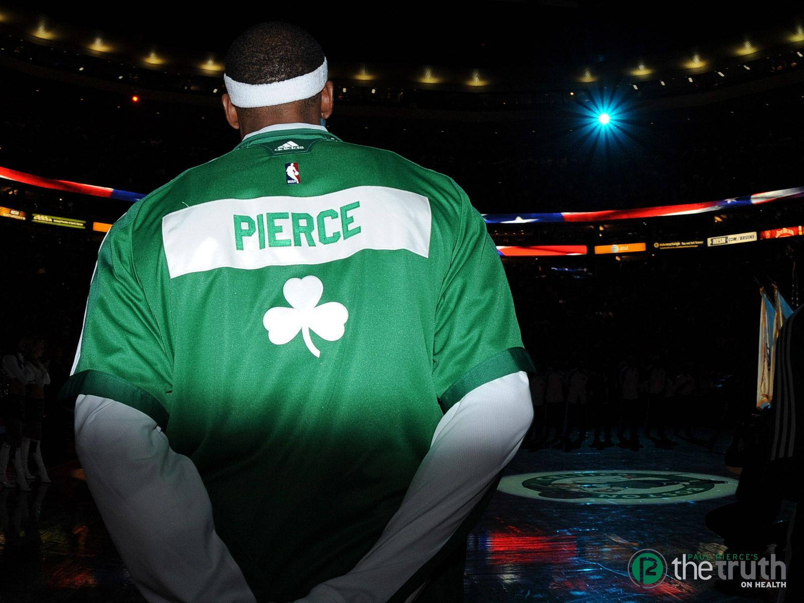 Paul Pierce Wearing Celtics Jacket Background