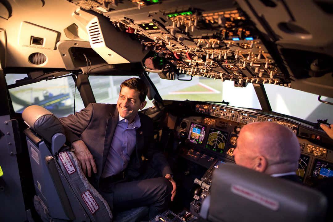 Paul Ryan In Airplane Pilot Seat