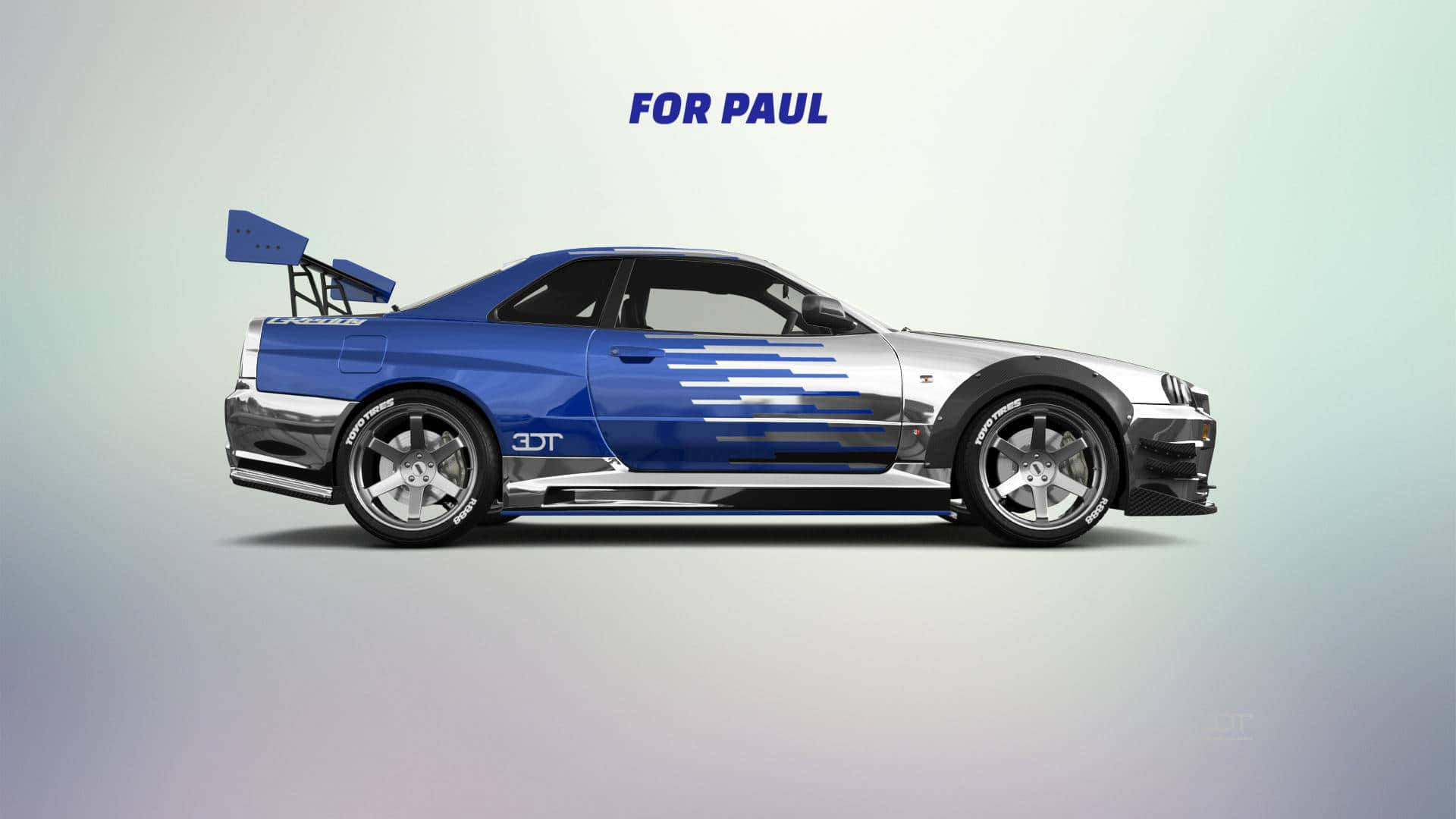 Paul Walker Behind The Wheel Of A Nissan Skyline Background