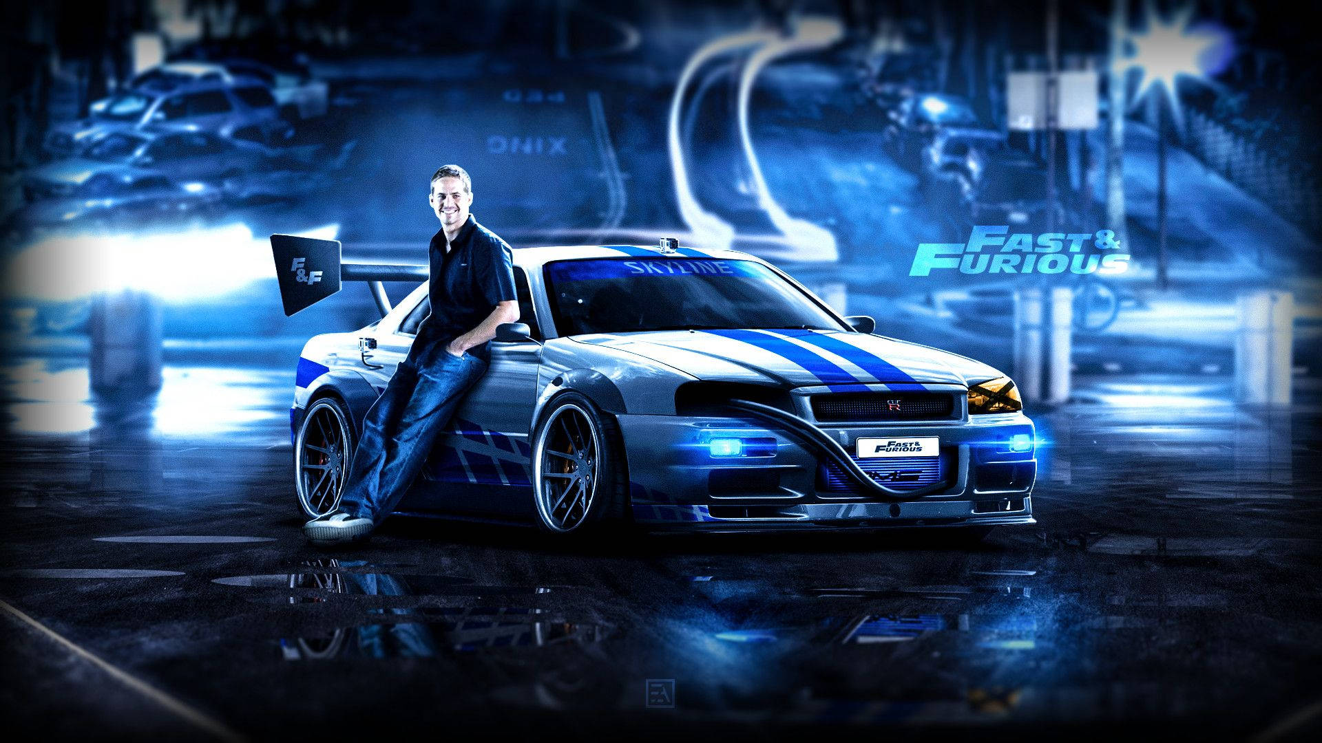 Paul Walker Proudly Showing Off His Car Background