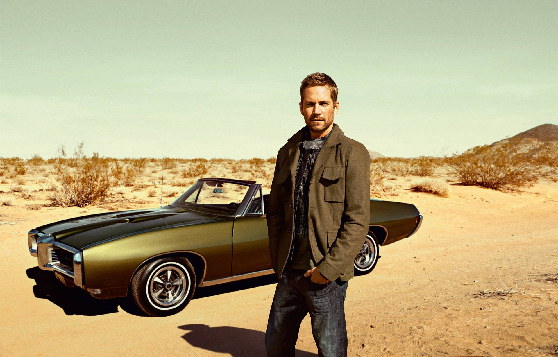 Paul Walker Standing Beside His Fast Car. Background