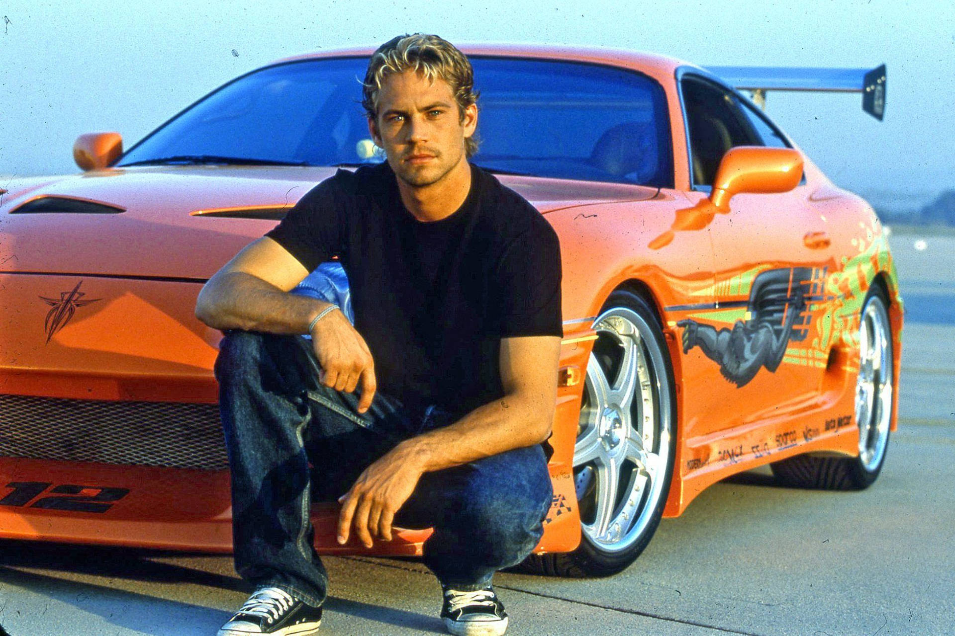 Paul Walker With His Beloved Car Background