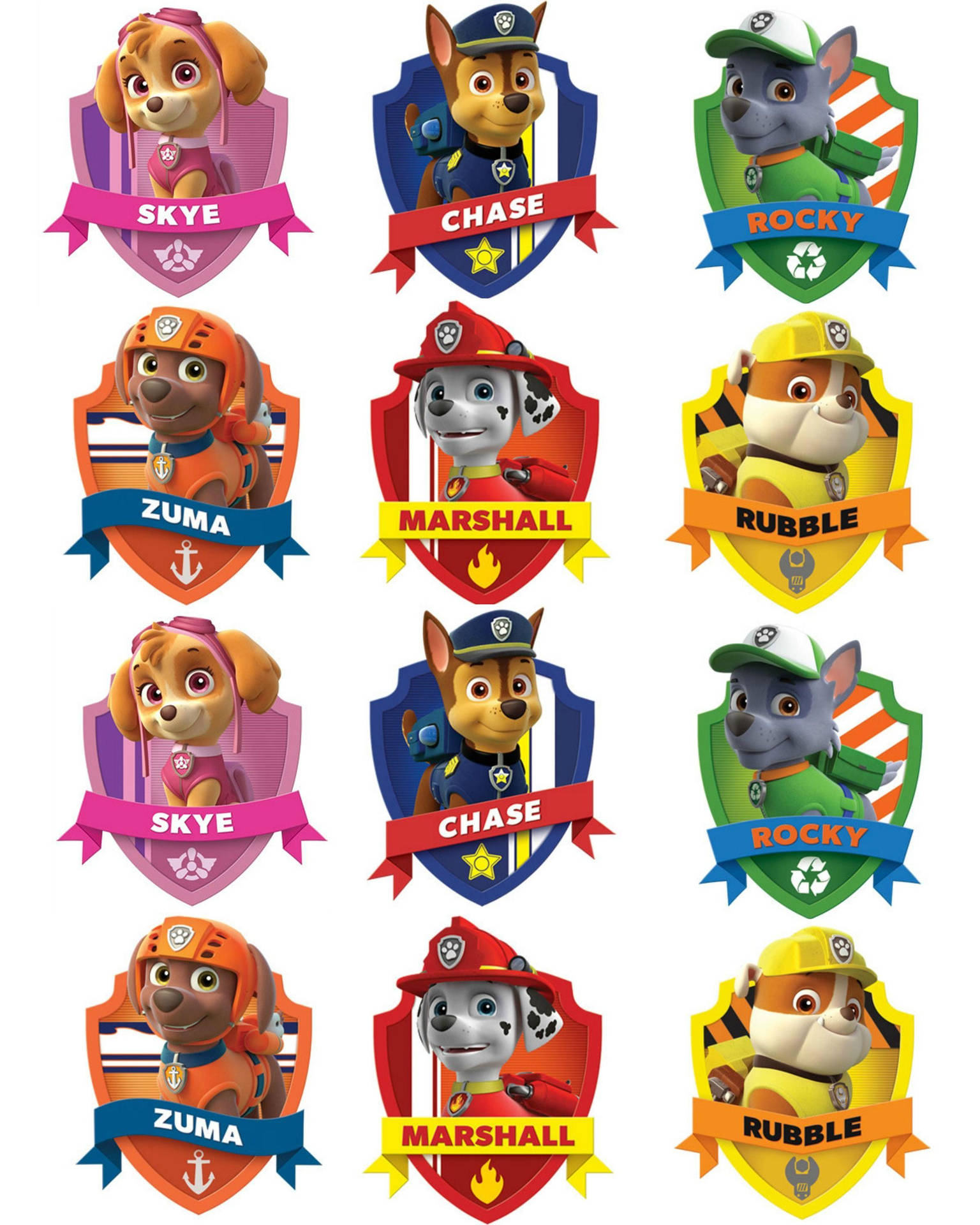 Paw Patrol Character Badges Background